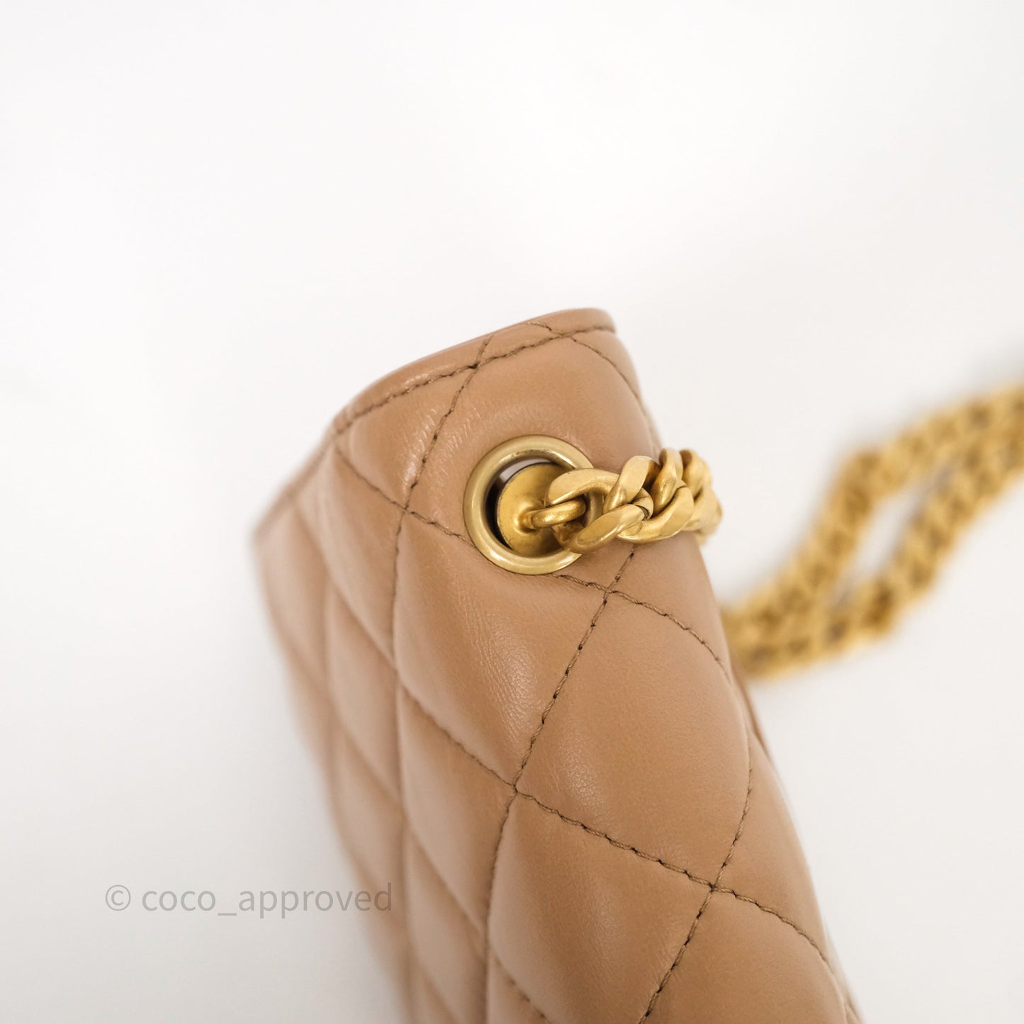 Chanel All Slide Wallet on Chain WOC Adjustable Chain Quilted Beige Lambskin
