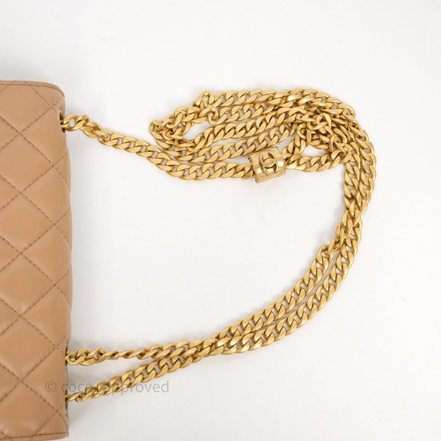 Chanel All Slide Wallet on Chain WOC Adjustable Chain Quilted Beige Lambskin