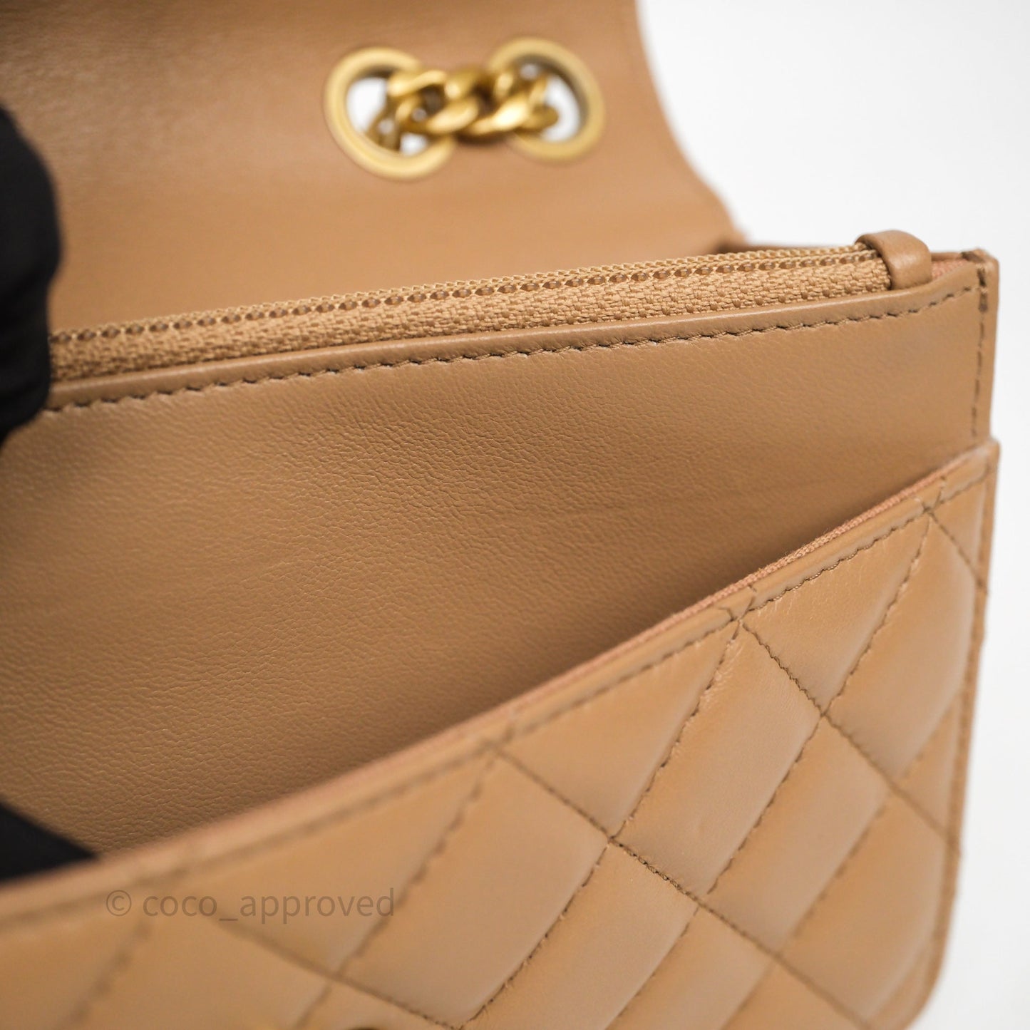 Chanel All Slide Wallet on Chain WOC Adjustable Chain Quilted Beige Lambskin