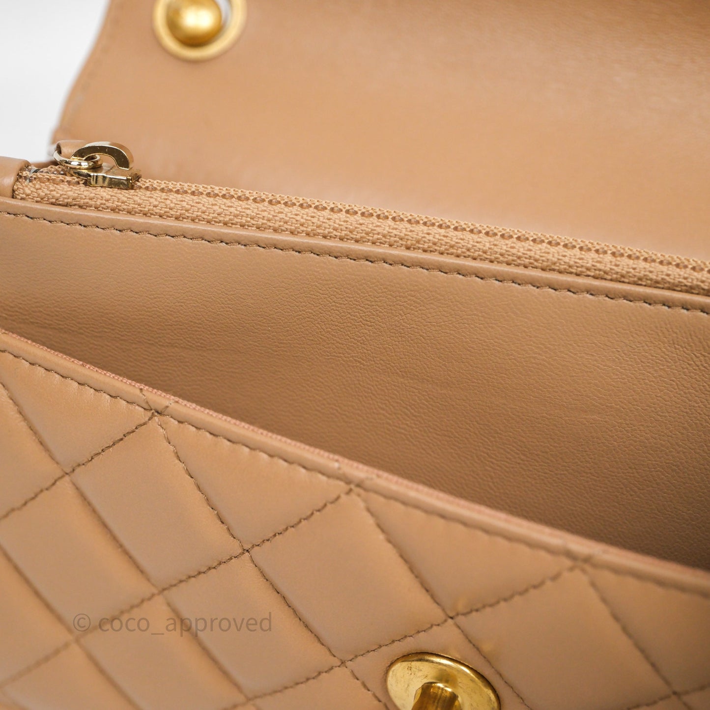Chanel All Slide Wallet on Chain WOC Adjustable Chain Quilted Beige Lambskin