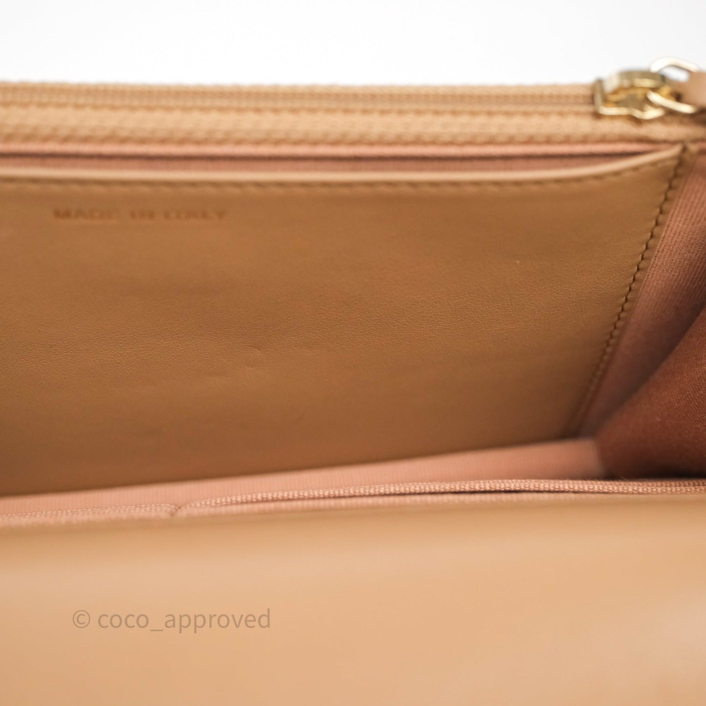 Chanel All Slide Wallet on Chain WOC Adjustable Chain Quilted Beige Lambskin