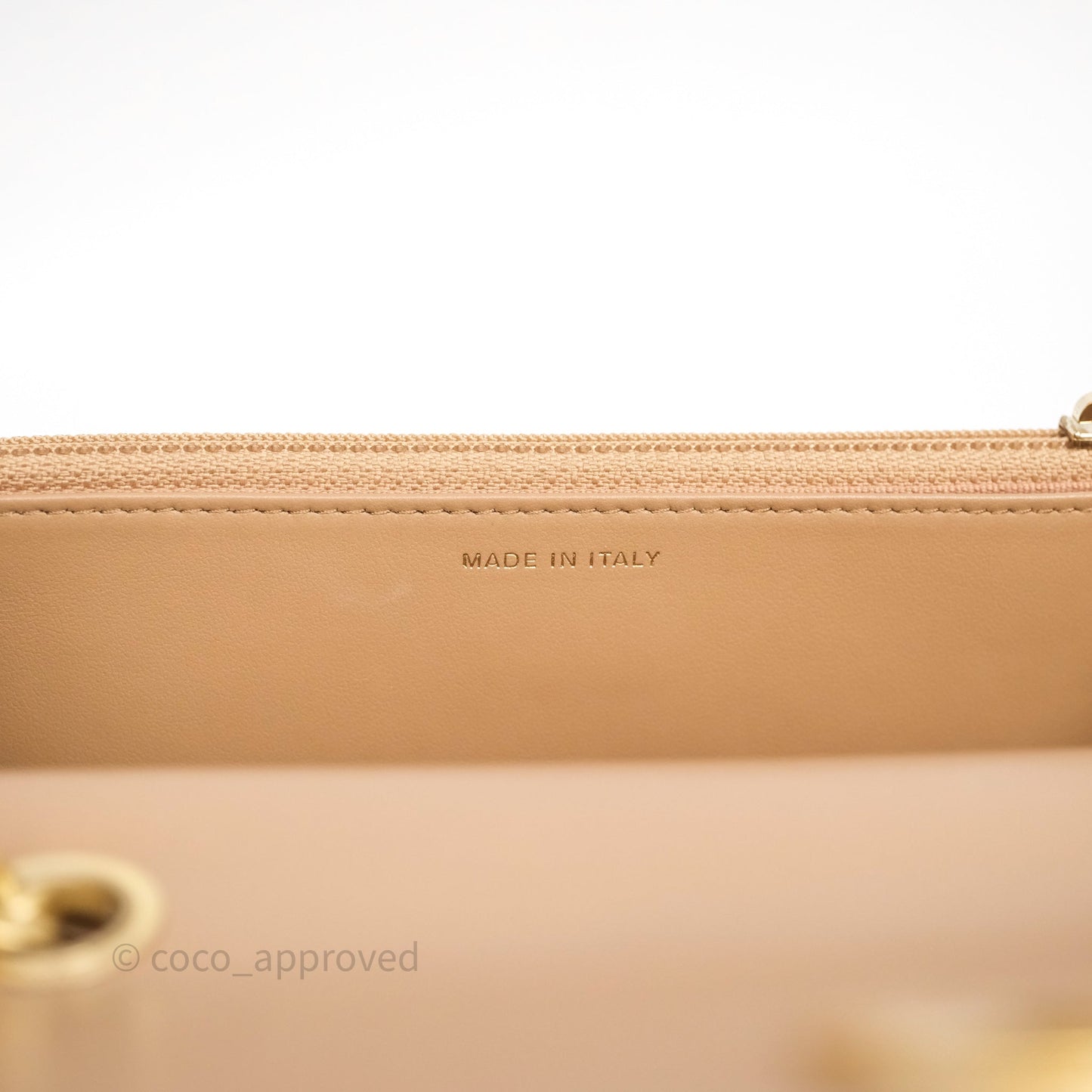 Chanel All Slide Wallet on Chain WOC Adjustable Chain Quilted Beige Lambskin