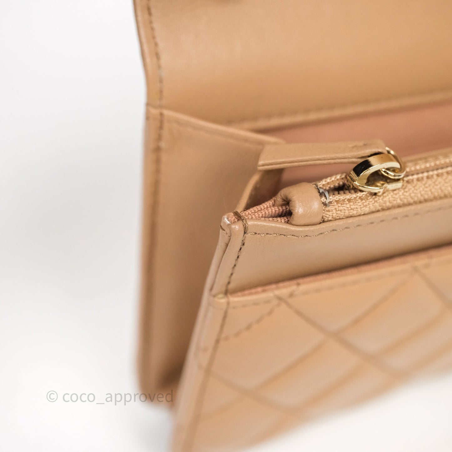 Chanel All Slide Wallet on Chain WOC Adjustable Chain Quilted Beige Lambskin