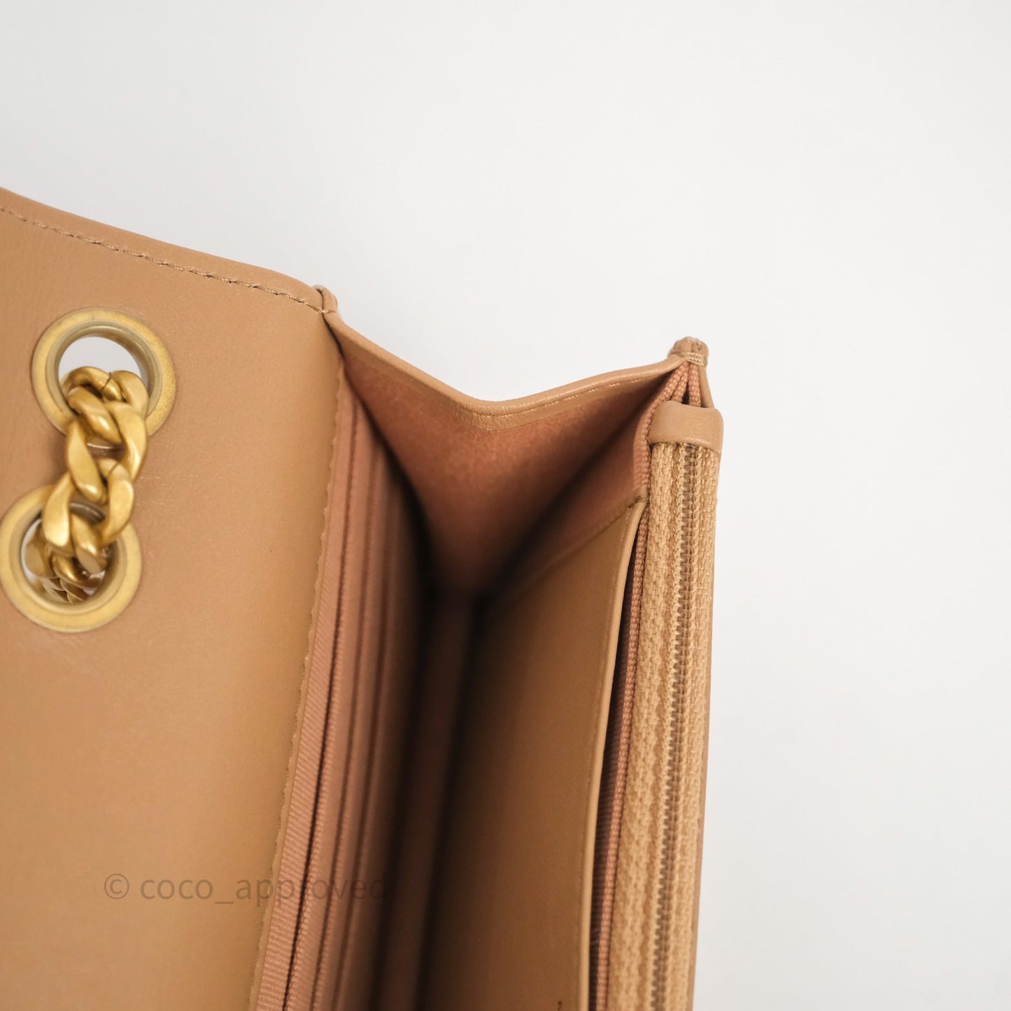 Chanel All Slide Wallet on Chain WOC Adjustable Chain Quilted Beige Lambskin