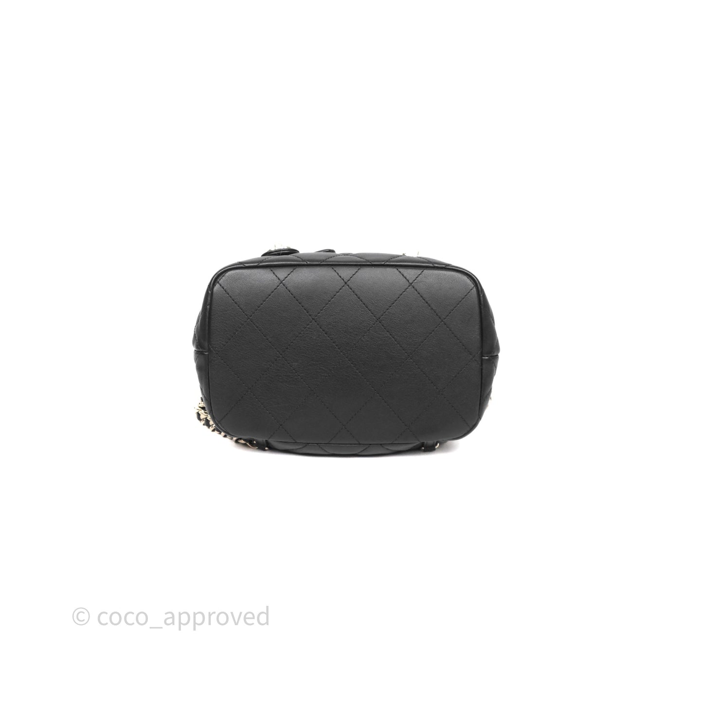 Chanel Double Pocket Black Bucket Bag Calfskin Gold Hardware