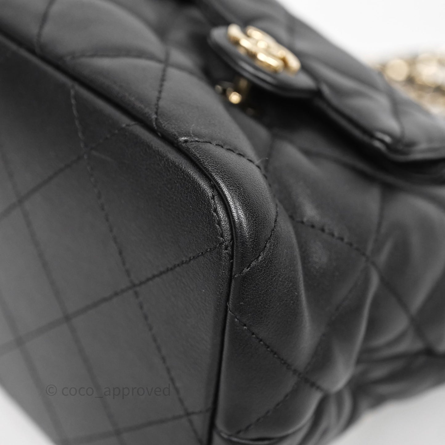 Chanel Double Pocket Black Bucket Bag Calfskin Gold Hardware