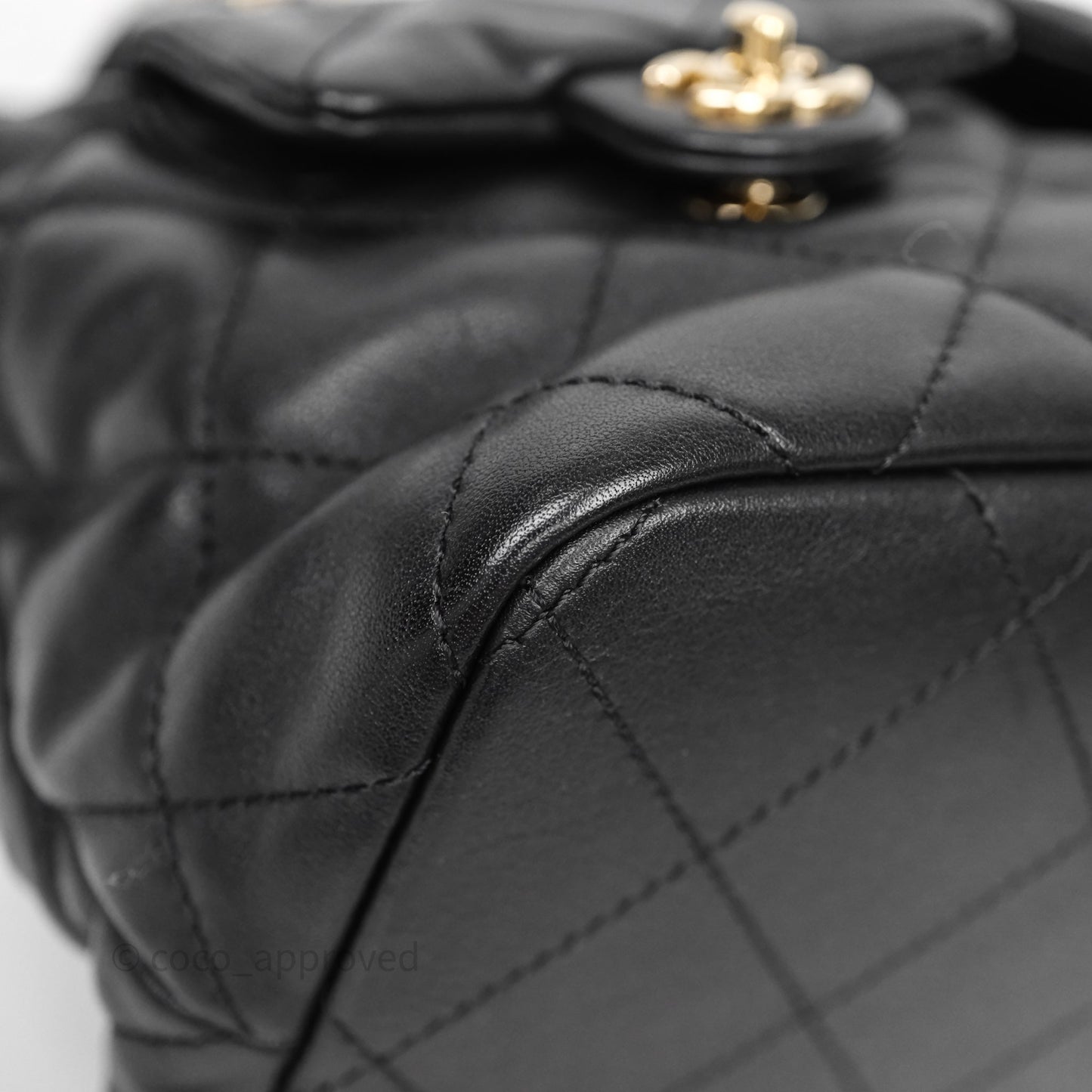 Chanel Double Pocket Black Bucket Bag Calfskin Gold Hardware