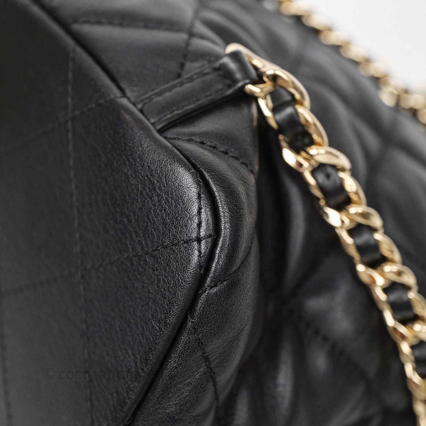 Chanel Double Pocket Black Bucket Bag Calfskin Gold Hardware