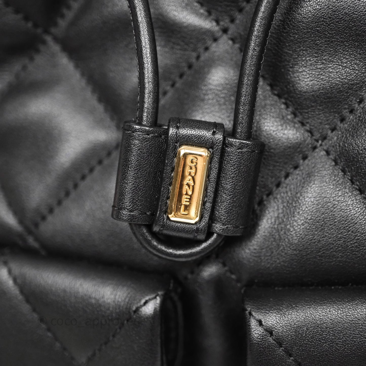 Chanel Double Pocket Black Bucket Bag Calfskin Gold Hardware