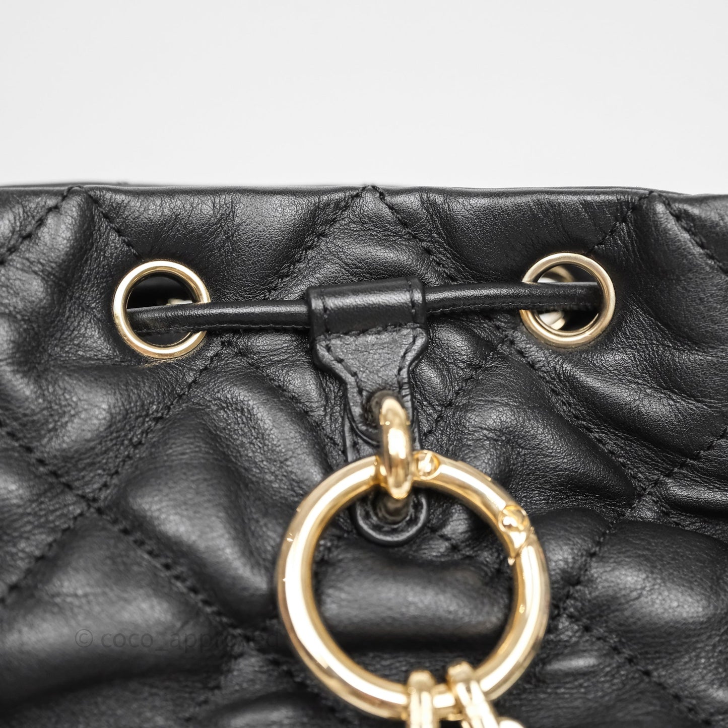 Chanel Double Pocket Black Bucket Bag Calfskin Gold Hardware