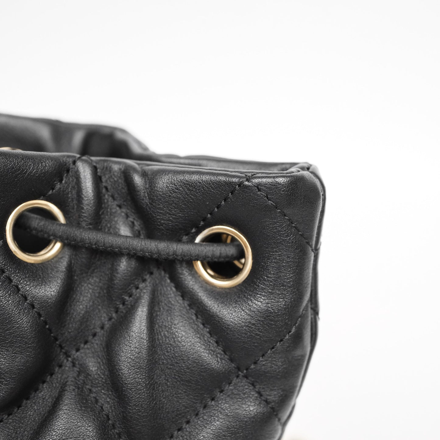 Chanel Double Pocket Black Bucket Bag Calfskin Gold Hardware