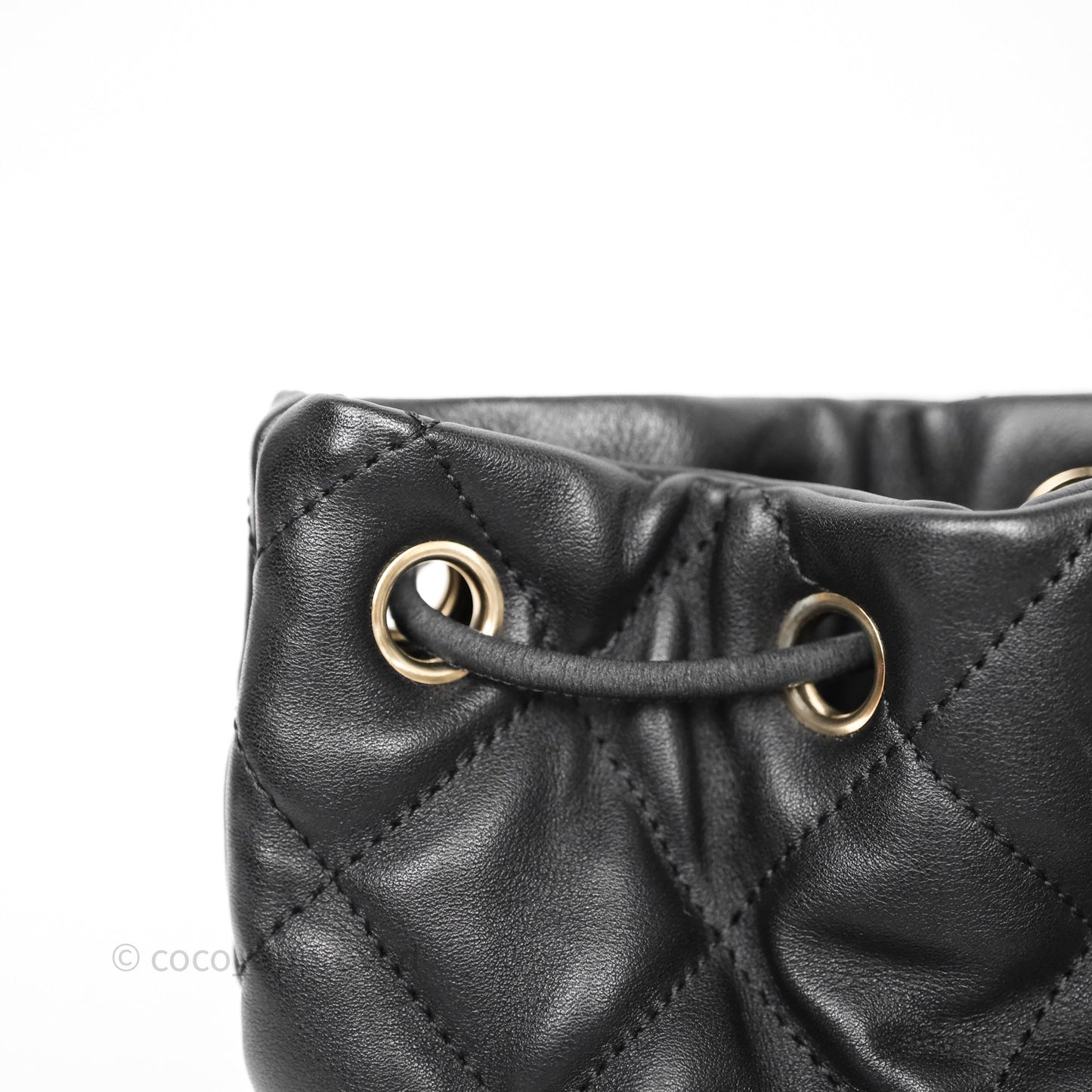 Chanel Double Pocket Black Bucket Bag Calfskin Gold Hardware