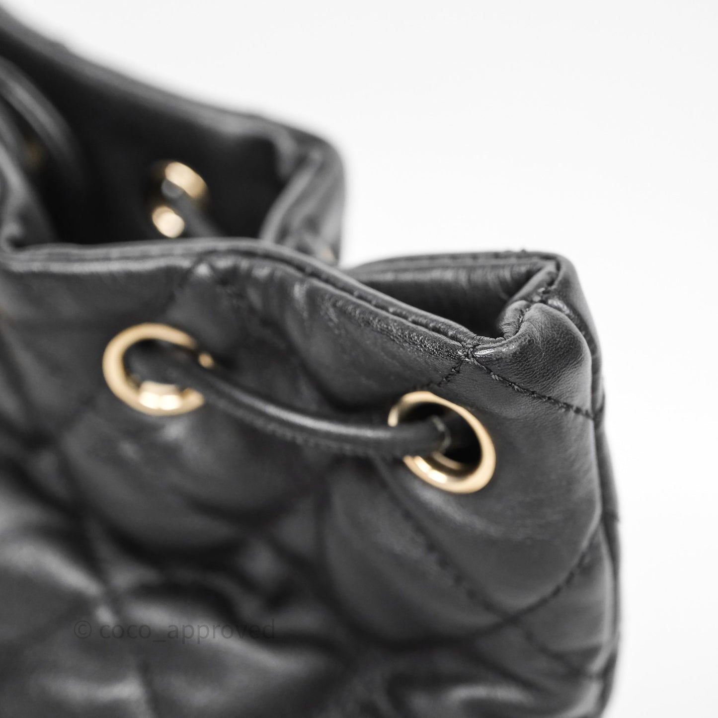 Chanel Double Pocket Black Bucket Bag Calfskin Gold Hardware