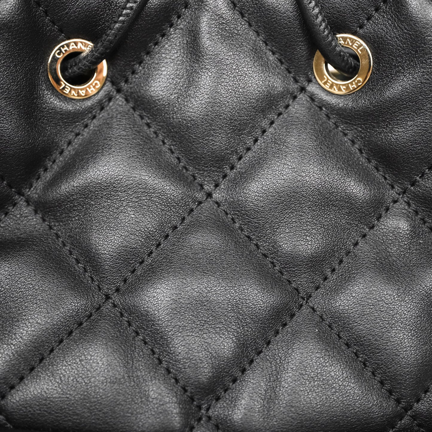 Chanel Double Pocket Black Bucket Bag Calfskin Gold Hardware