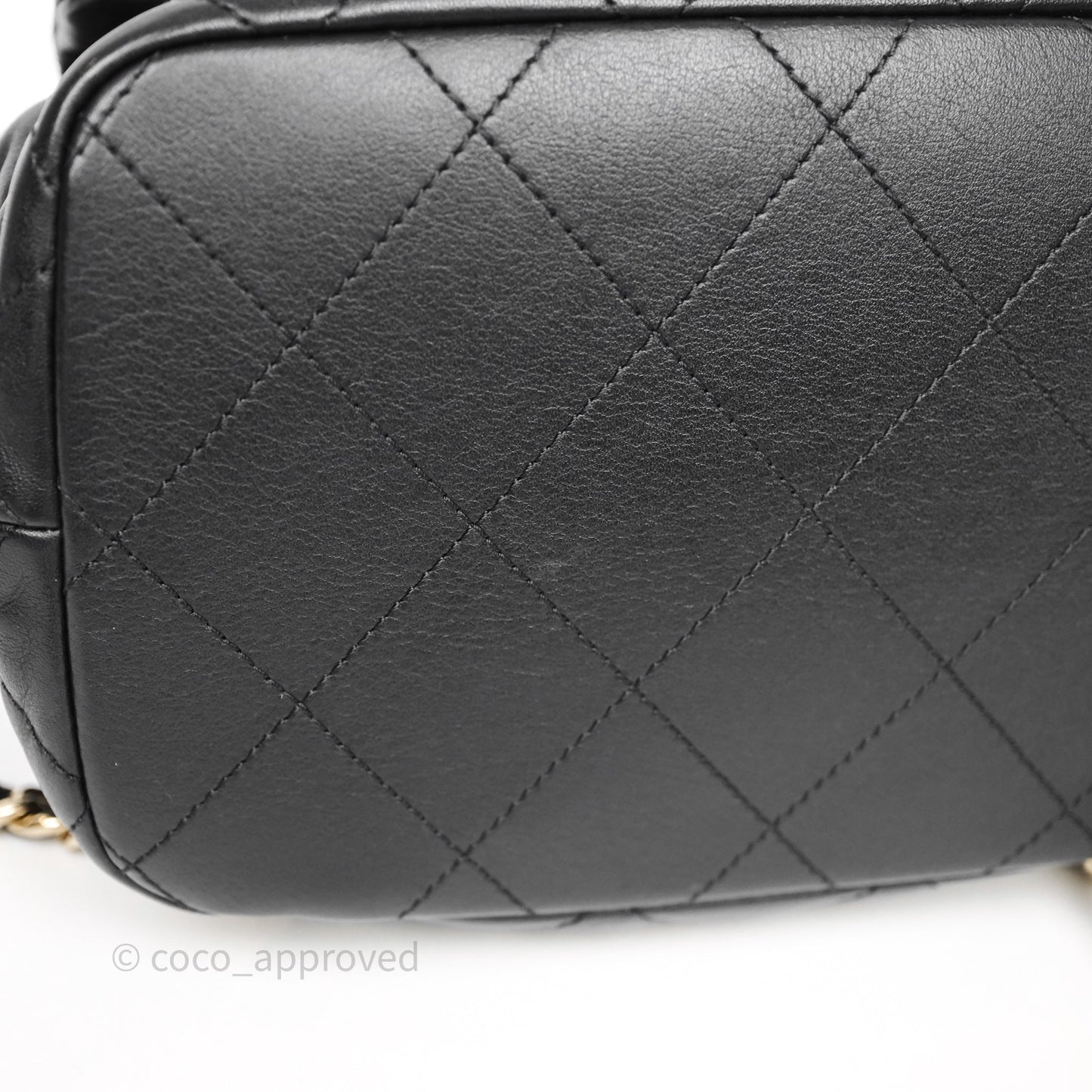 Chanel Double Pocket Black Bucket Bag Calfskin Gold Hardware