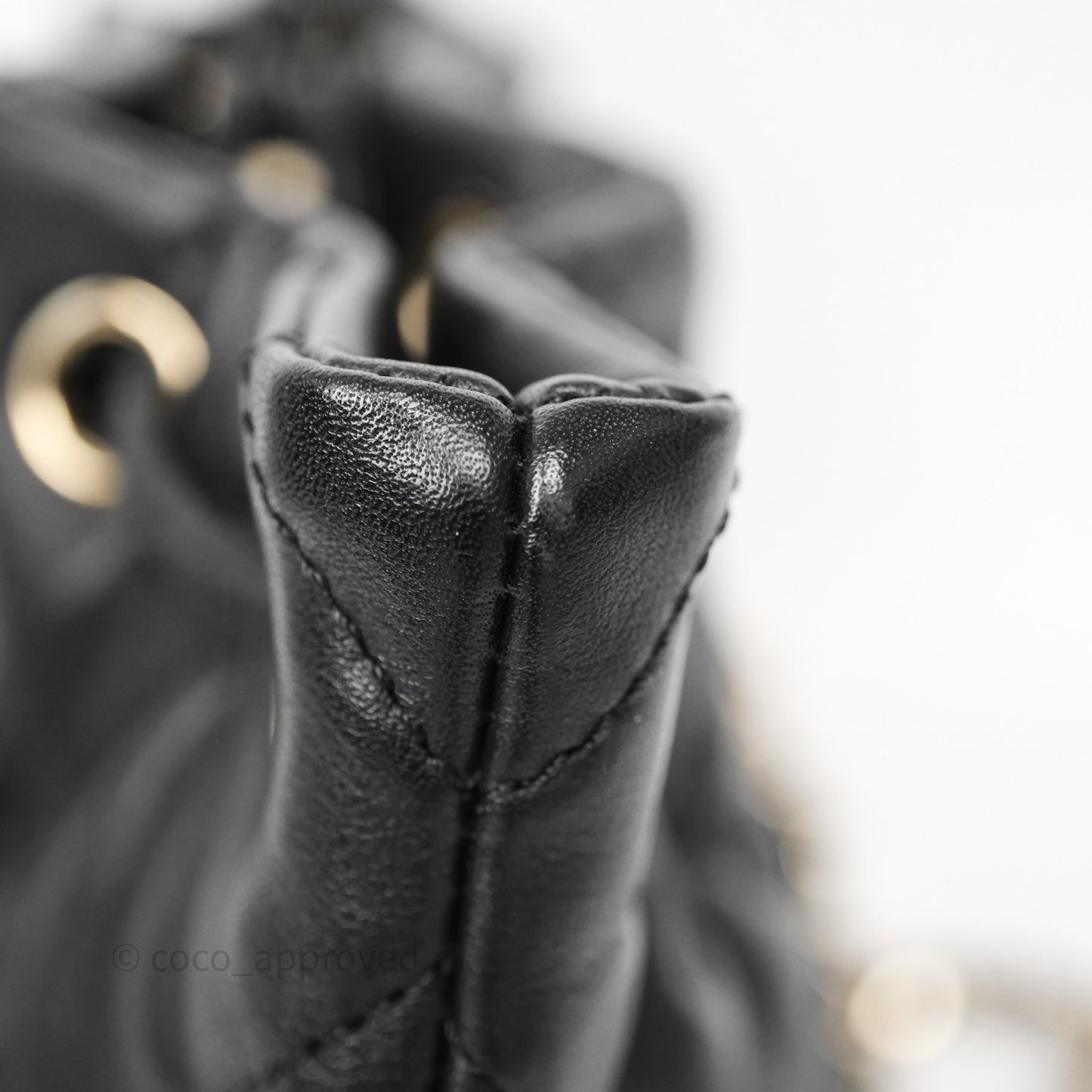 Chanel Double Pocket Black Bucket Bag Calfskin Gold Hardware