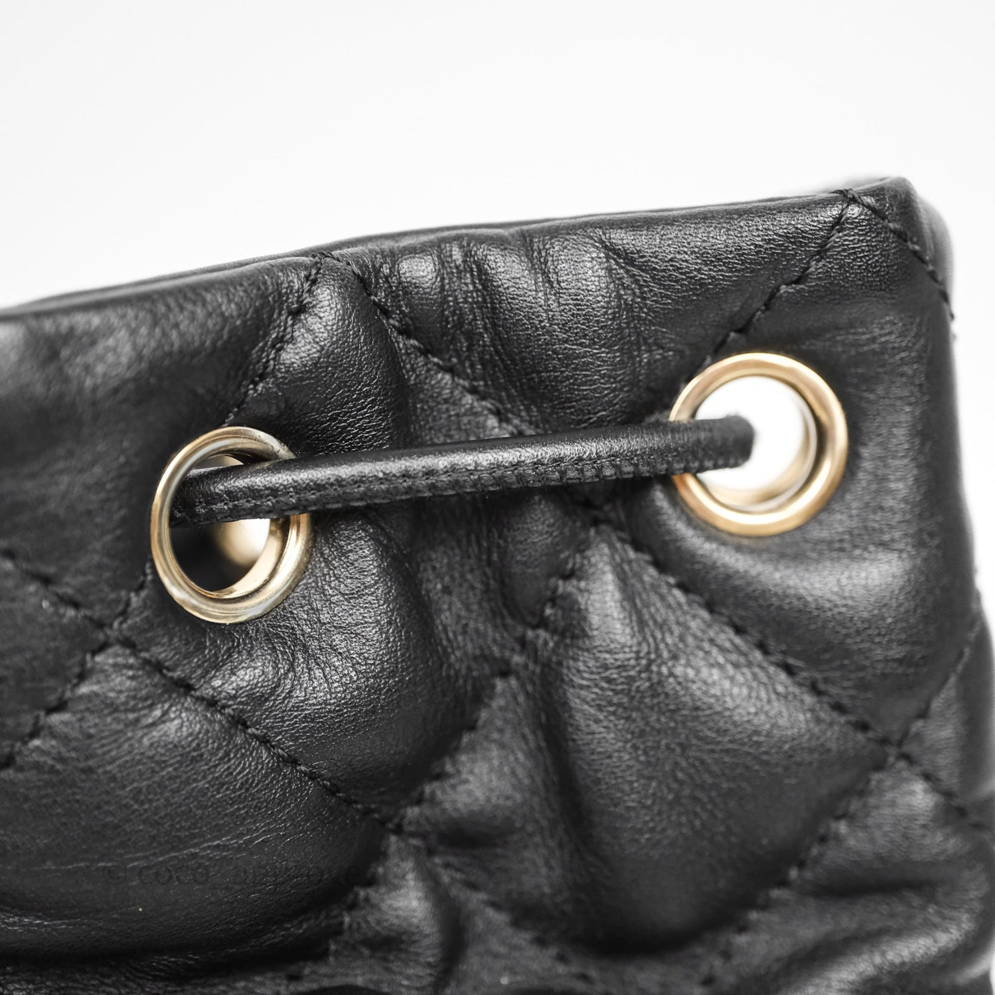 Chanel Double Pocket Black Bucket Bag Calfskin Gold Hardware
