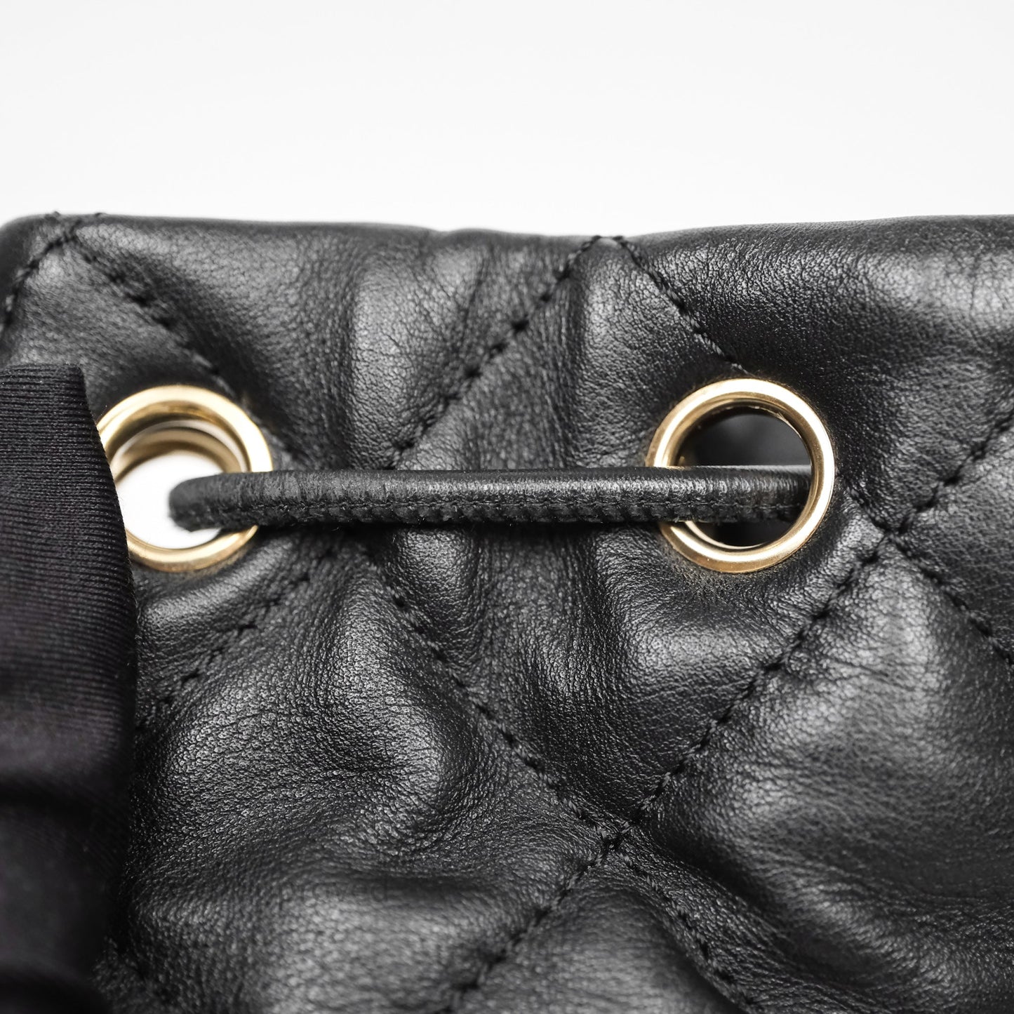 Chanel Double Pocket Black Bucket Bag Calfskin Gold Hardware