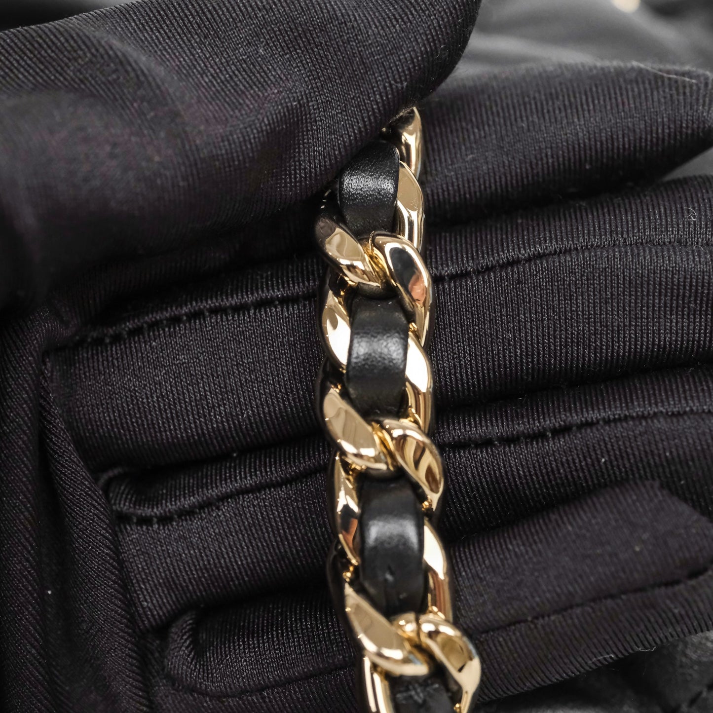 Chanel Double Pocket Black Bucket Bag Calfskin Gold Hardware