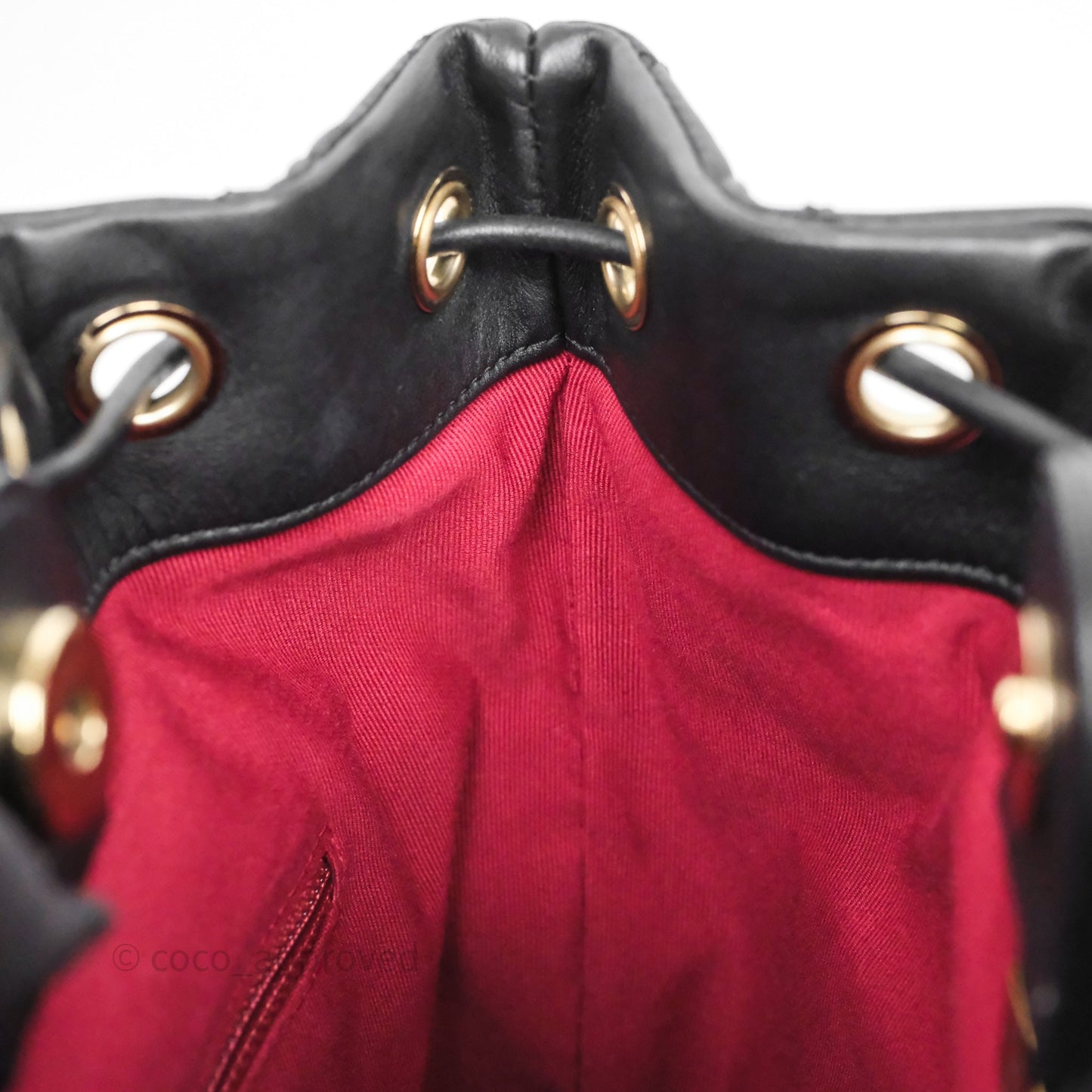 Chanel Double Pocket Black Bucket Bag Calfskin Gold Hardware