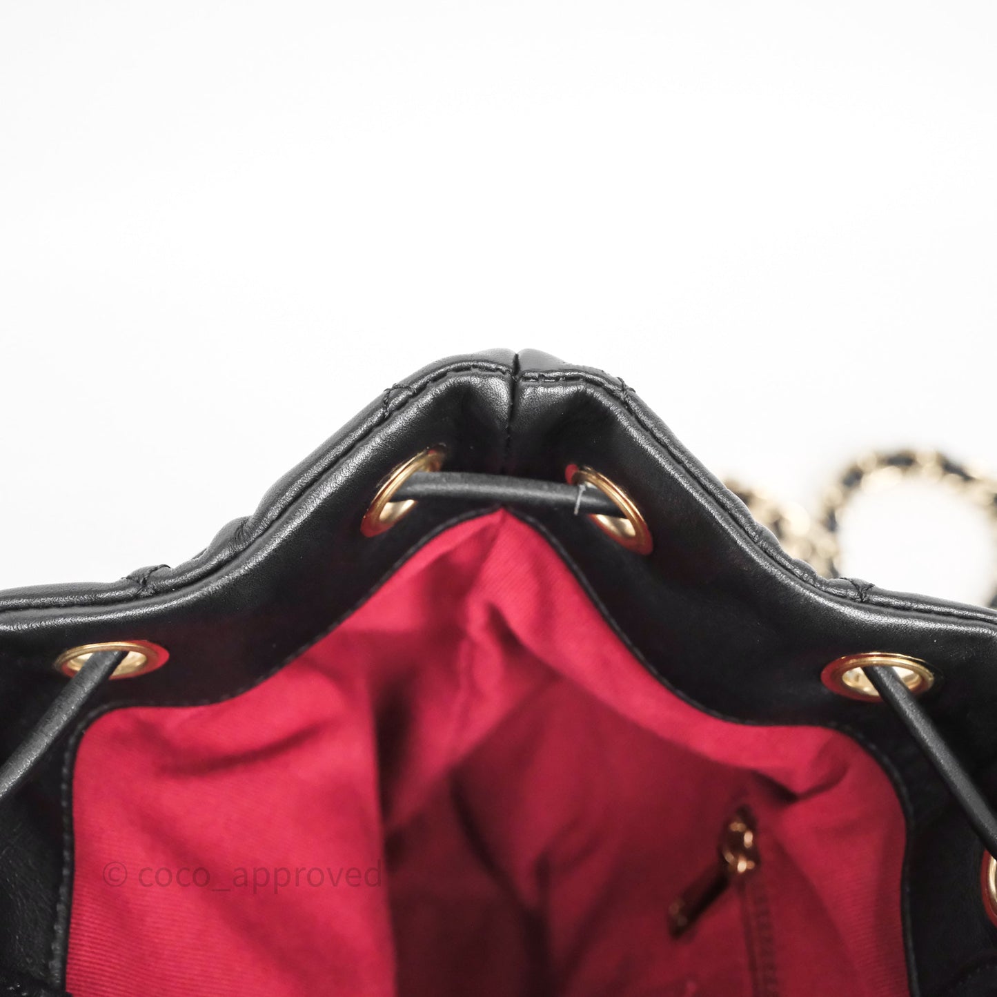Chanel Double Pocket Black Bucket Bag Calfskin Gold Hardware