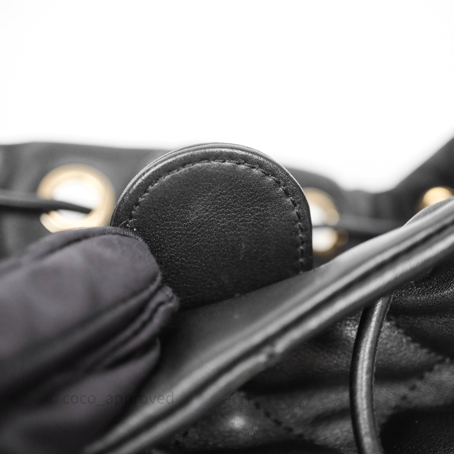 Chanel Double Pocket Black Bucket Bag Calfskin Gold Hardware