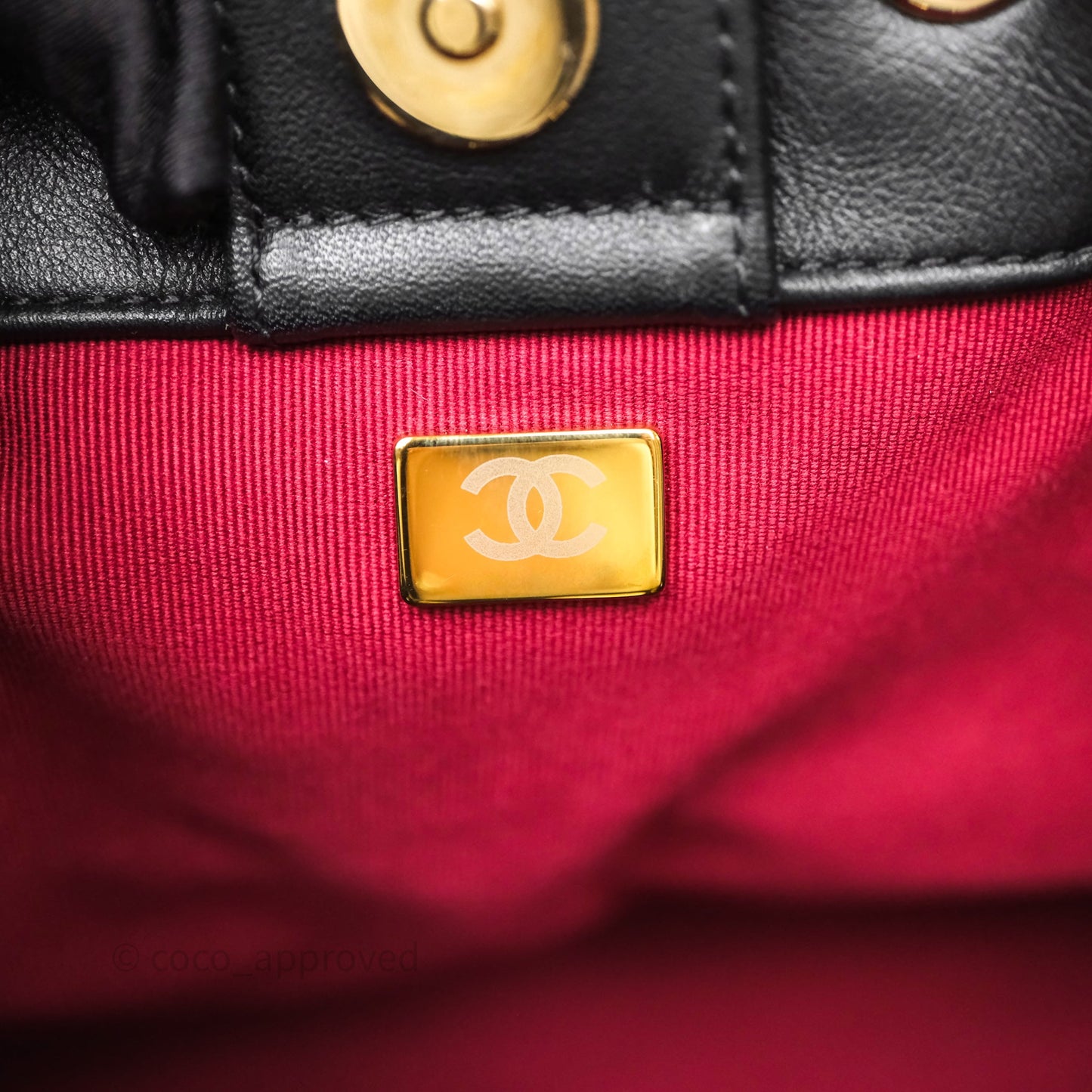 Chanel Double Pocket Black Bucket Bag Calfskin Gold Hardware