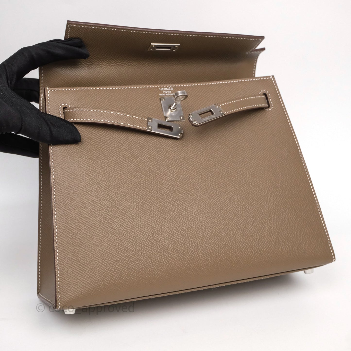 Hermes Kelly 25 Etoupe 18 Palladium Hardware