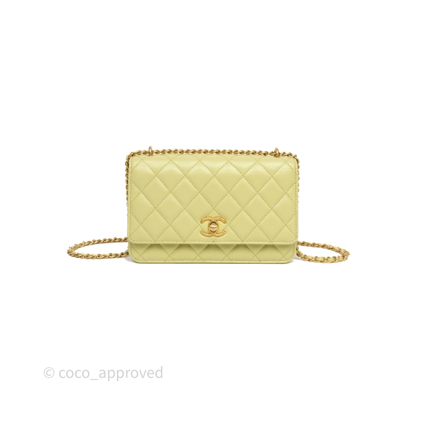 Chanel Double Chain WOC Iridescent Avocado Green Lambskin Aged Gold Hardware 23C