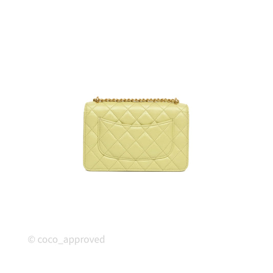Chanel Double Chain WOC Iridescent Avocado Green Lambskin Aged Gold Hardware 23C