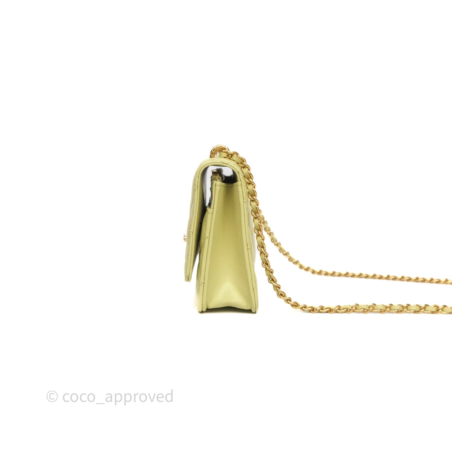 Chanel Double Chain WOC Iridescent Avocado Green Lambskin Aged Gold Hardware 23C