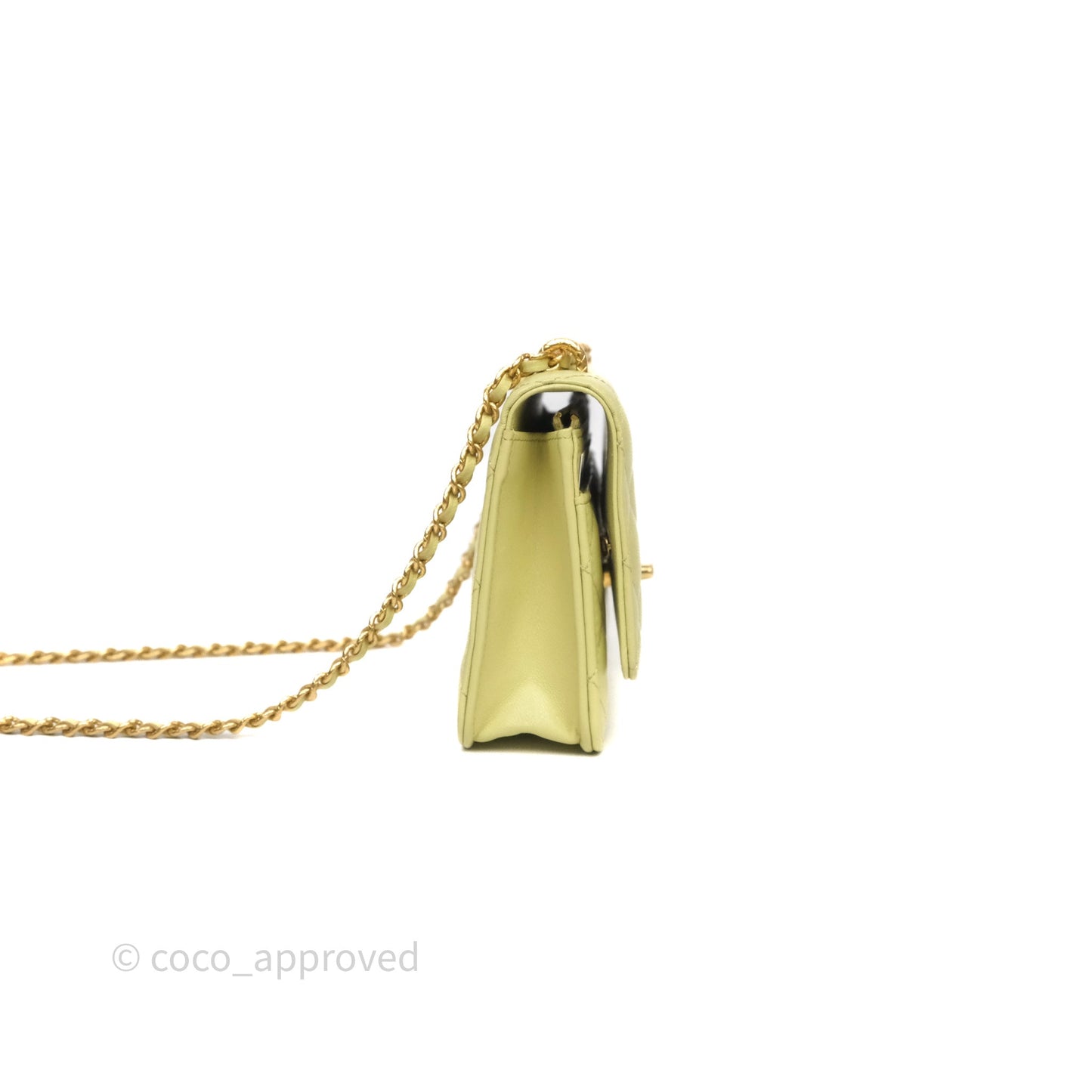 Chanel Double Chain WOC Iridescent Avocado Green Lambskin Aged Gold Hardware 23C