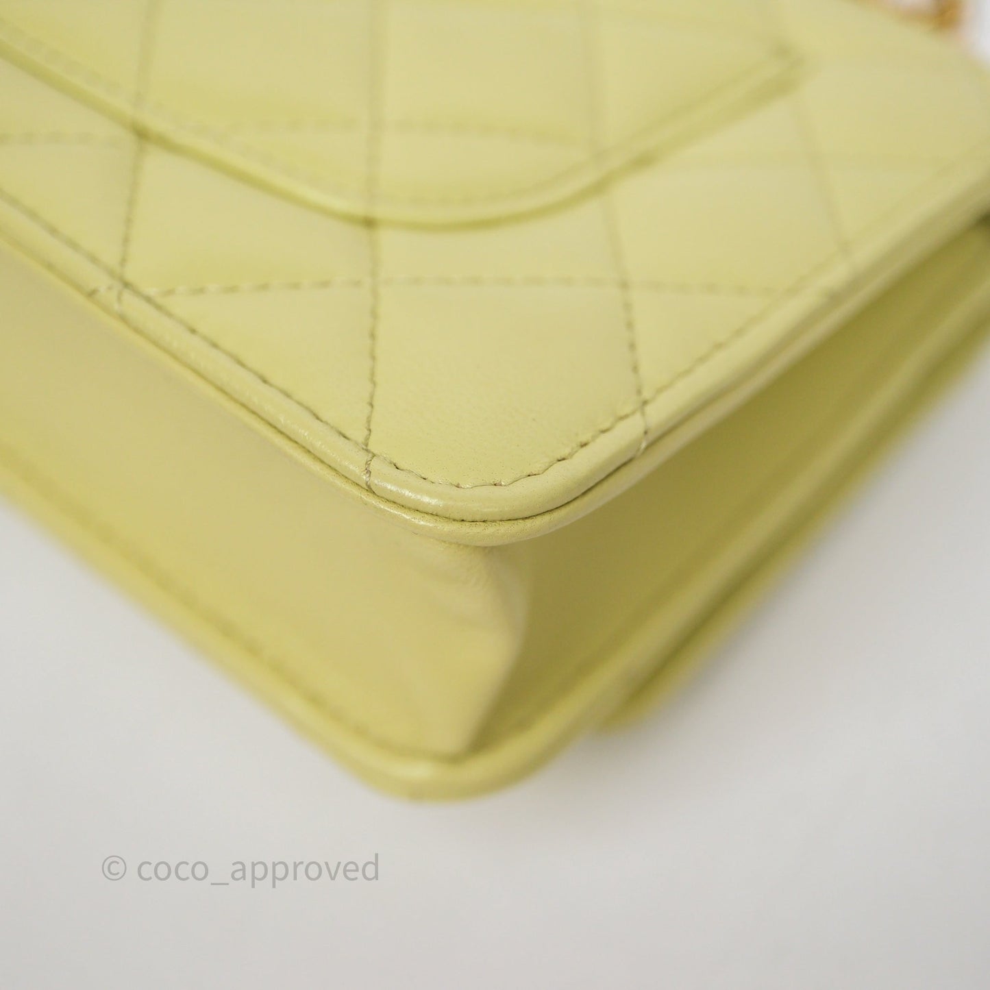 Chanel Double Chain WOC Iridescent Avocado Green Lambskin Aged Gold Hardware 23C