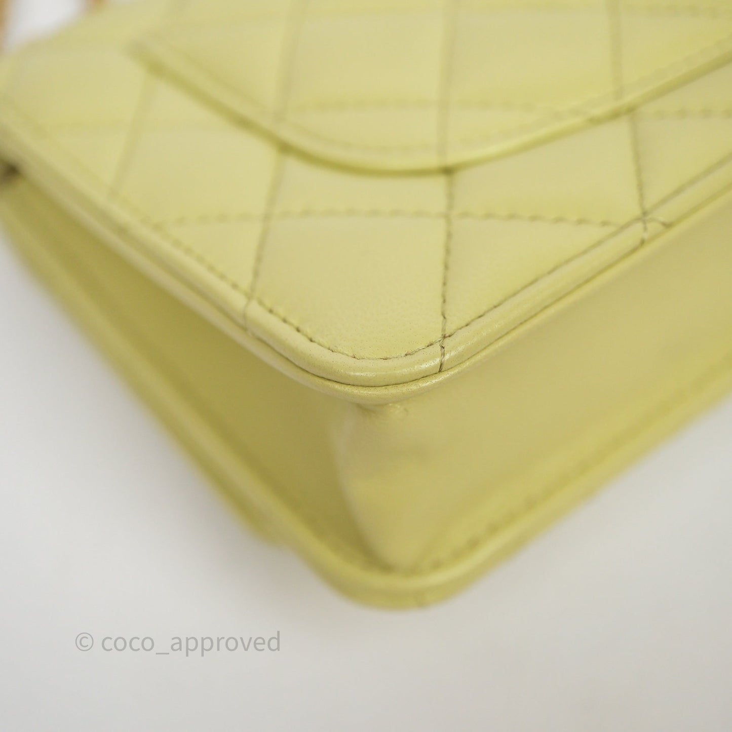 Chanel Double Chain WOC Iridescent Avocado Green Lambskin Aged Gold Hardware 23C