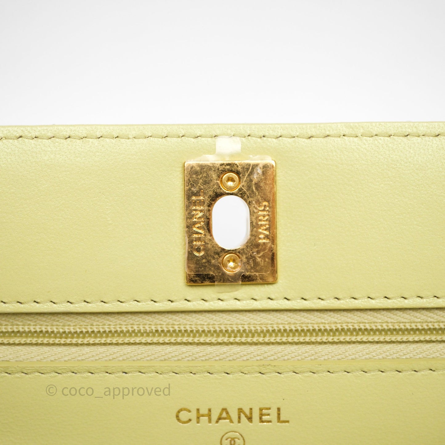 Chanel Double Chain WOC Iridescent Avocado Green Lambskin Aged Gold Hardware 23C