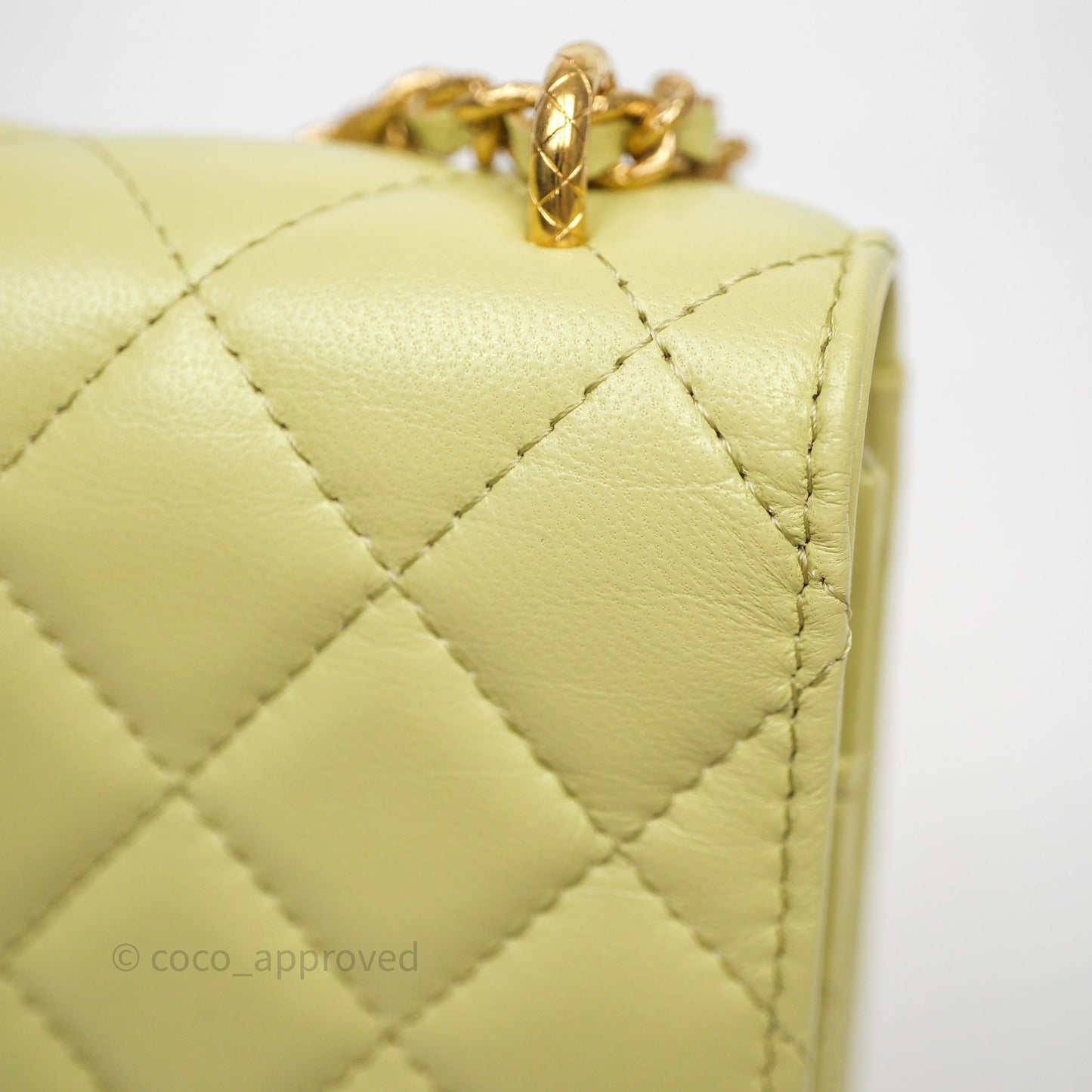 Chanel Double Chain WOC Iridescent Avocado Green Lambskin Aged Gold Hardware 23C