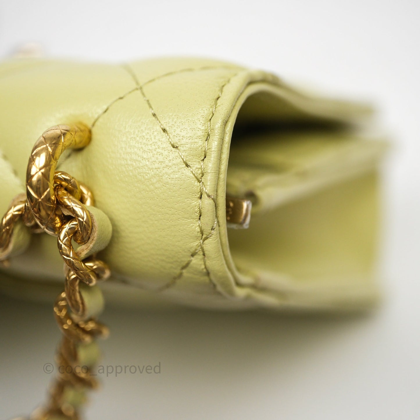 Chanel Double Chain WOC Iridescent Avocado Green Lambskin Aged Gold Hardware 23C