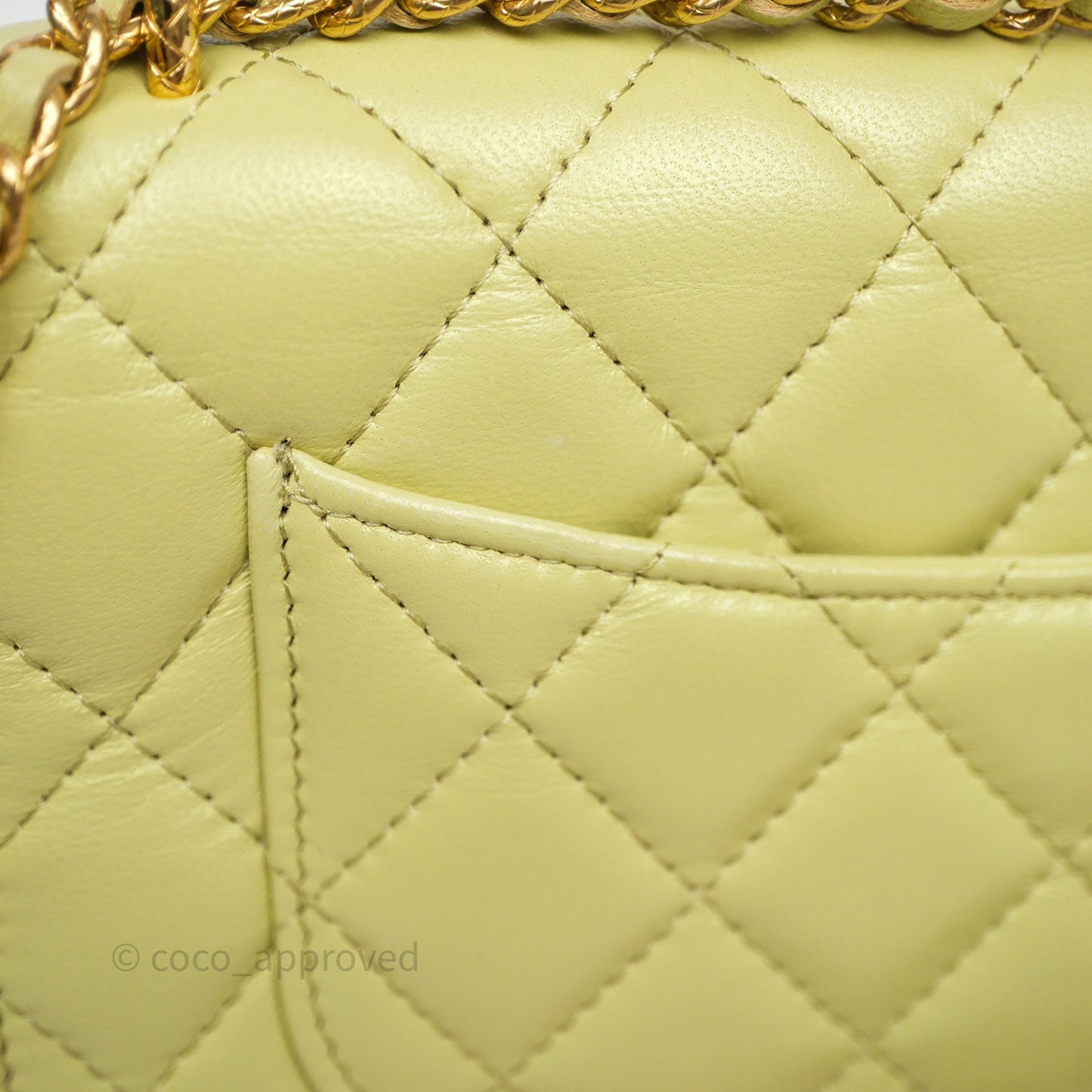 Chanel Double Chain WOC Iridescent Avocado Green Lambskin Aged Gold Hardware 23C