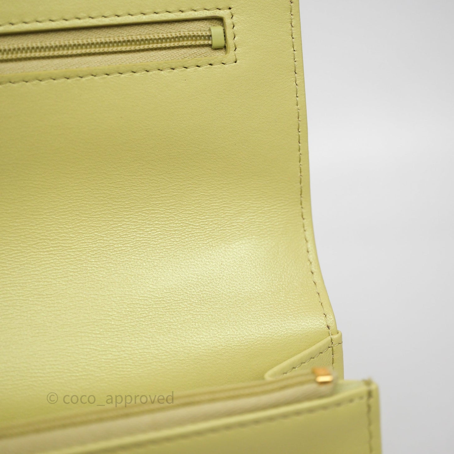 Chanel Double Chain WOC Iridescent Avocado Green Lambskin Aged Gold Hardware 23C