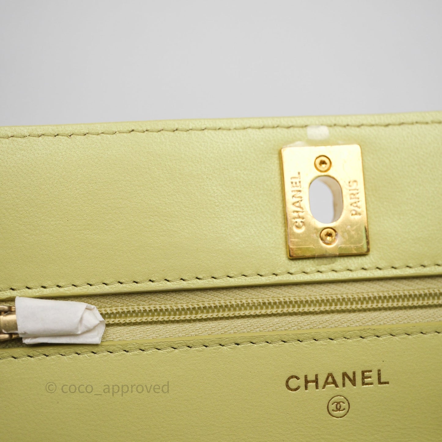 Chanel Double Chain WOC Iridescent Avocado Green Lambskin Aged Gold Hardware 23C