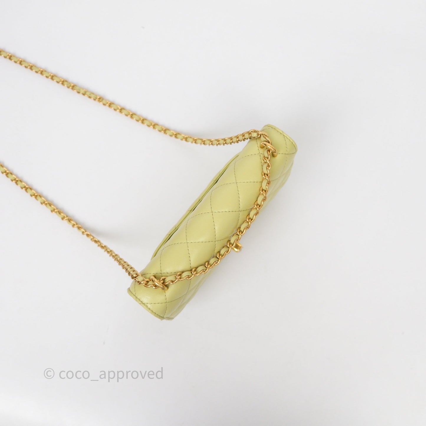 Chanel Double Chain WOC Iridescent Avocado Green Lambskin Aged Gold Hardware 23C