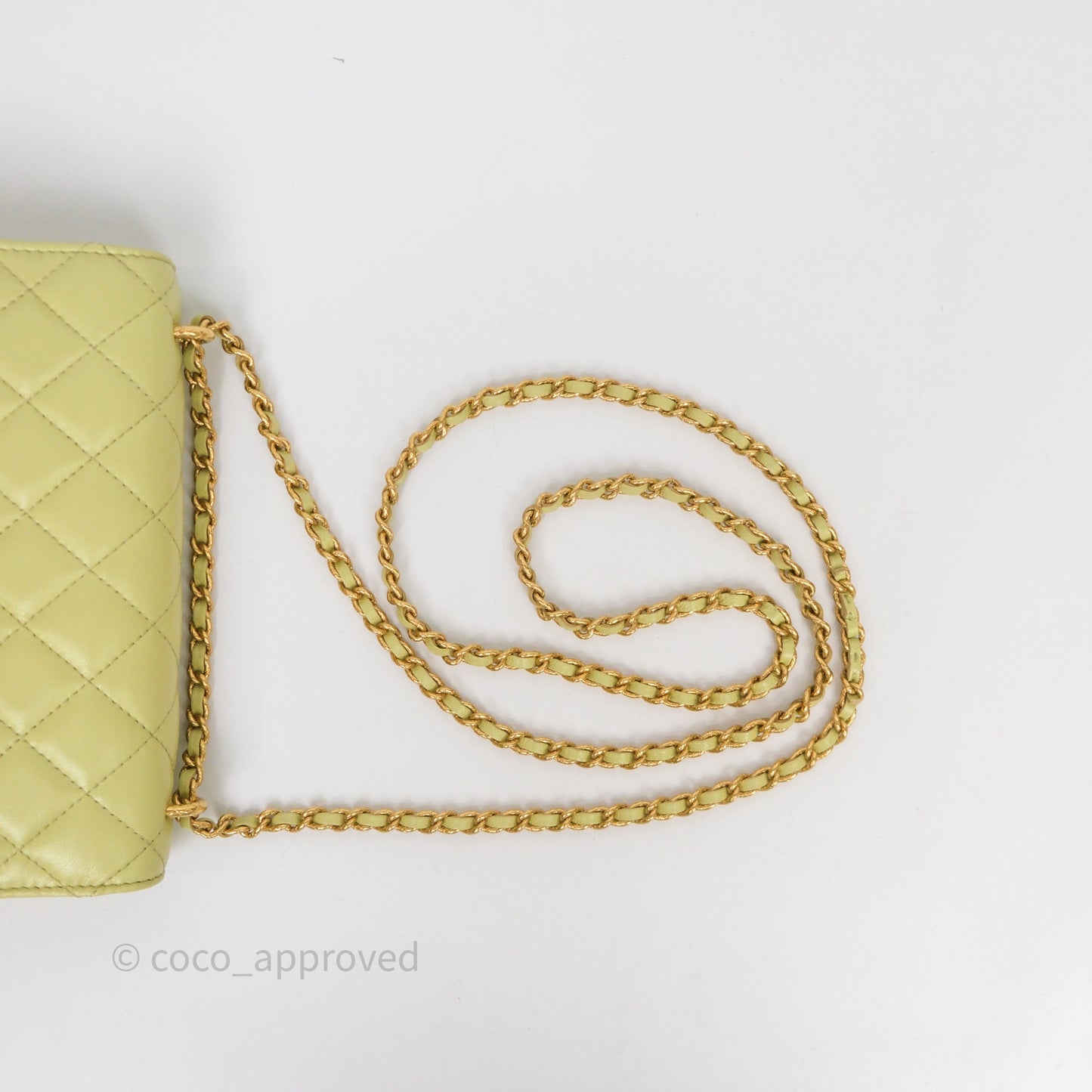 Chanel Double Chain WOC Iridescent Avocado Green Lambskin Aged Gold Hardware 23C