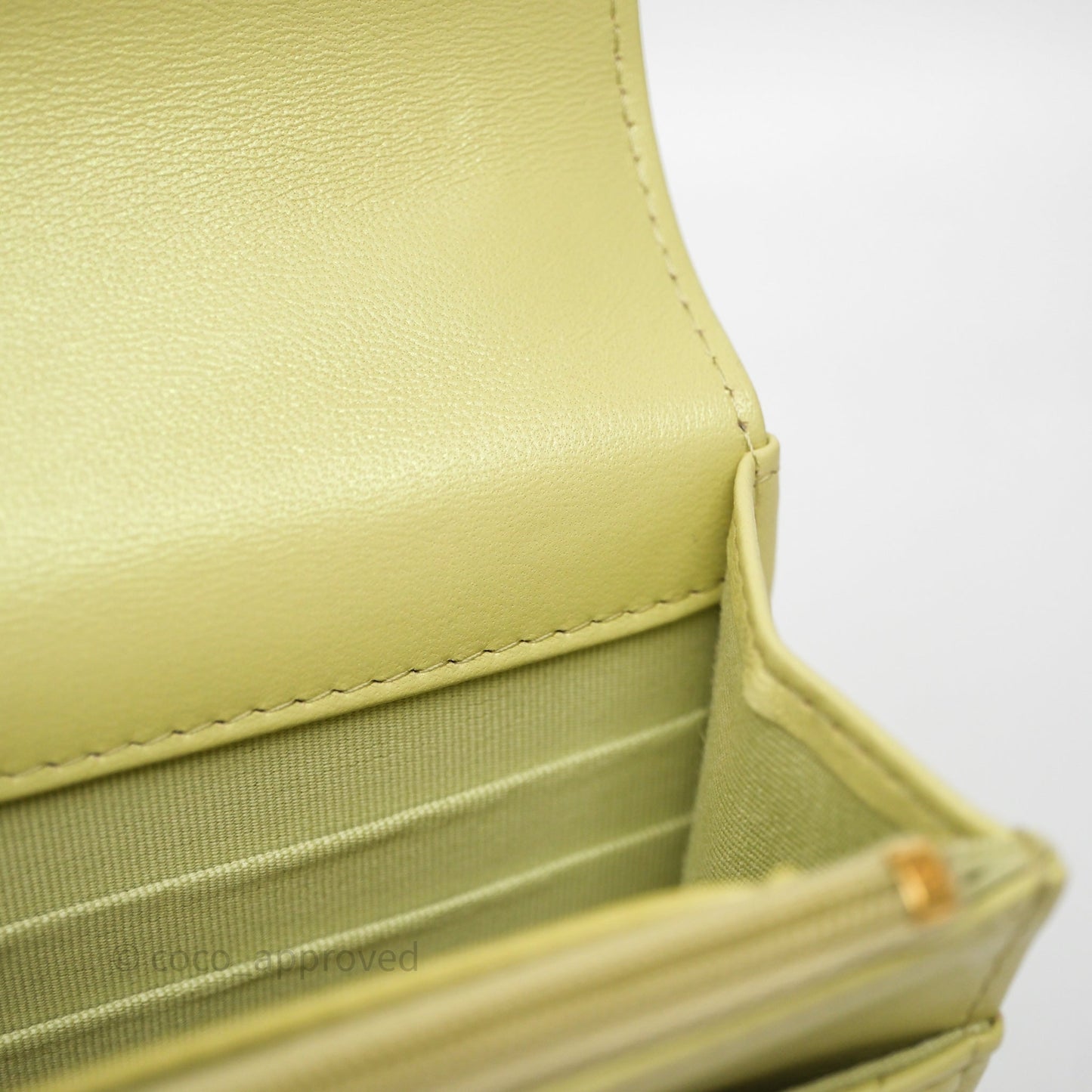 Chanel Double Chain WOC Iridescent Avocado Green Lambskin Aged Gold Hardware 23C