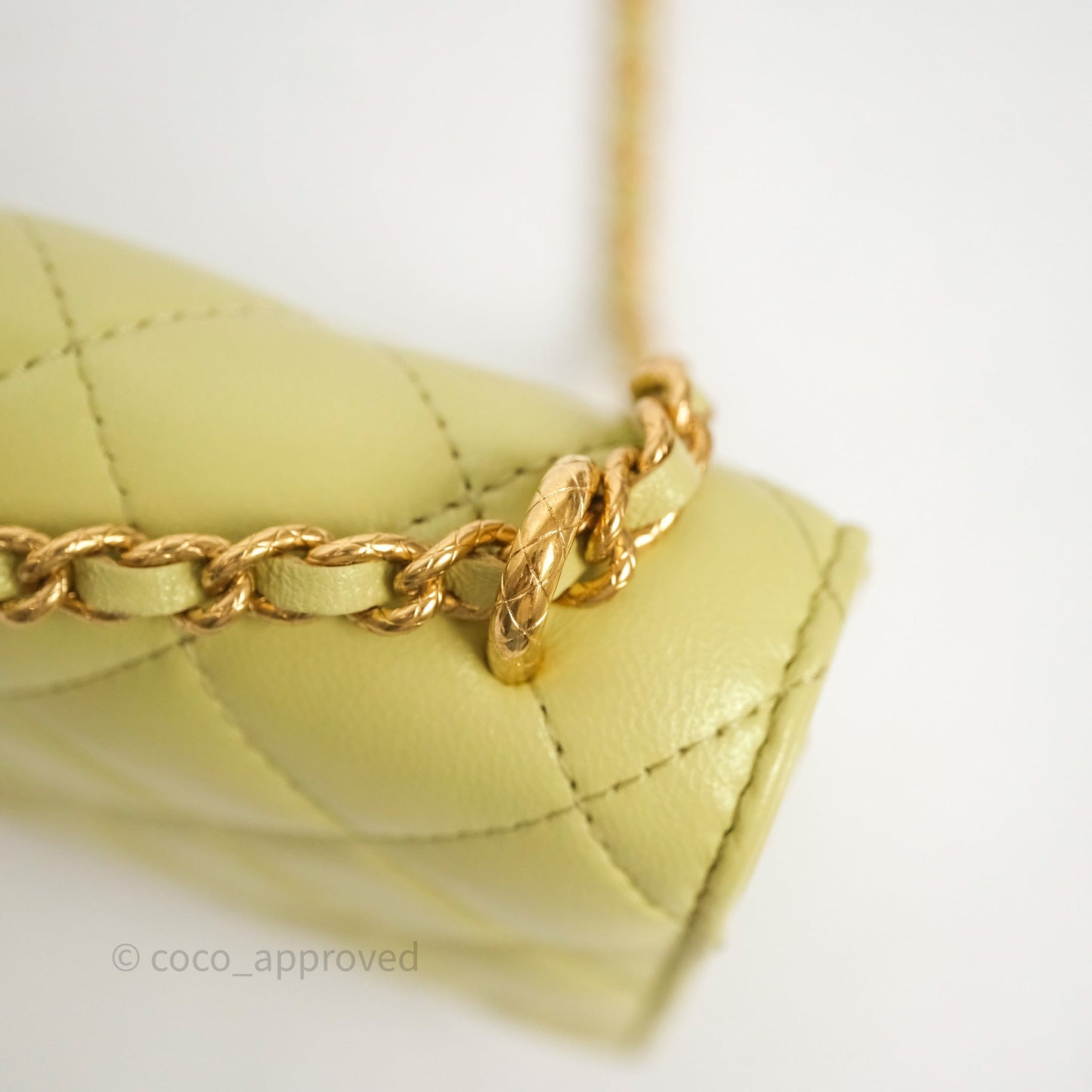 Chanel Double Chain WOC Iridescent Avocado Green Lambskin Aged Gold Hardware 23C