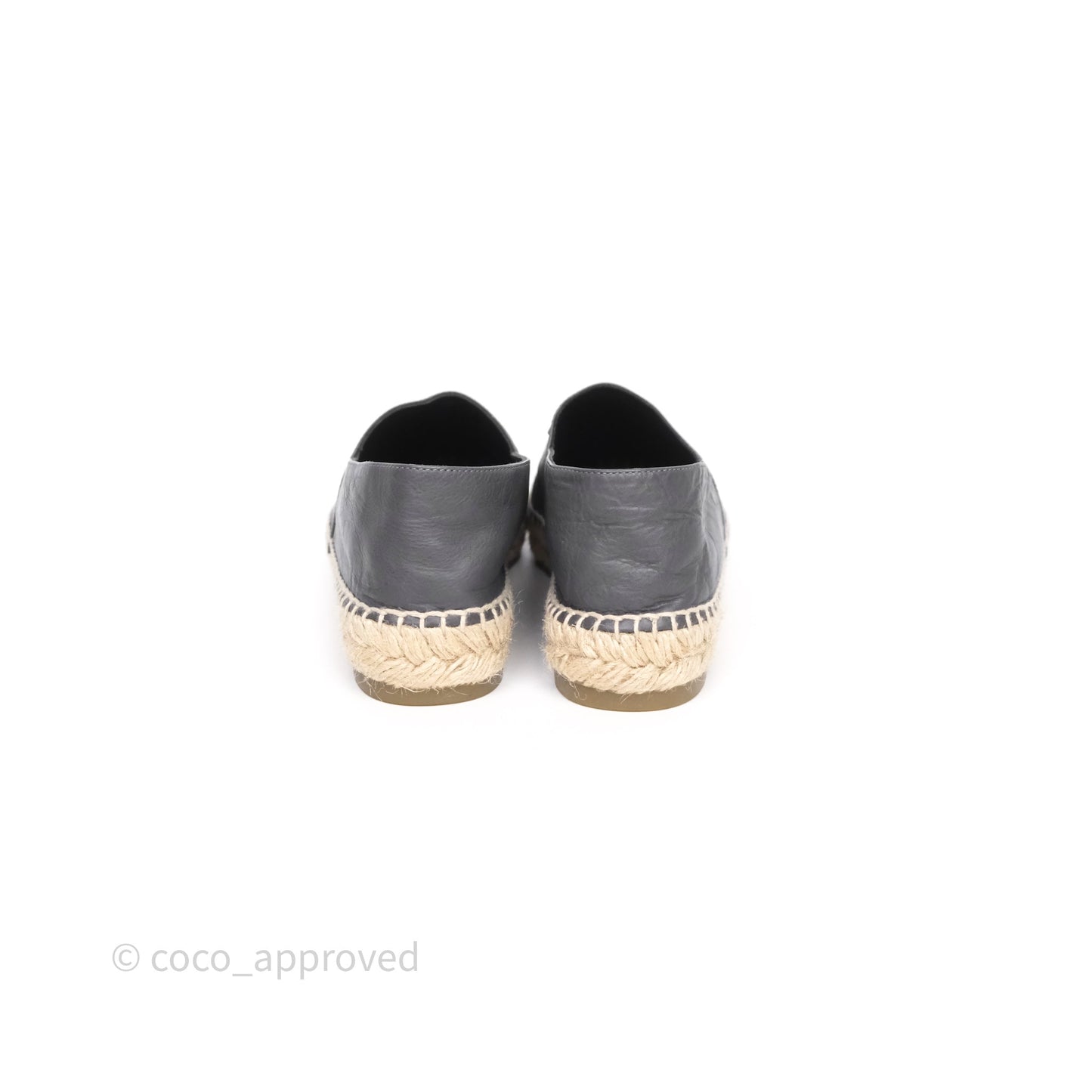 Chanel Espadrille Dark Grey/ Black Leather Size 37
