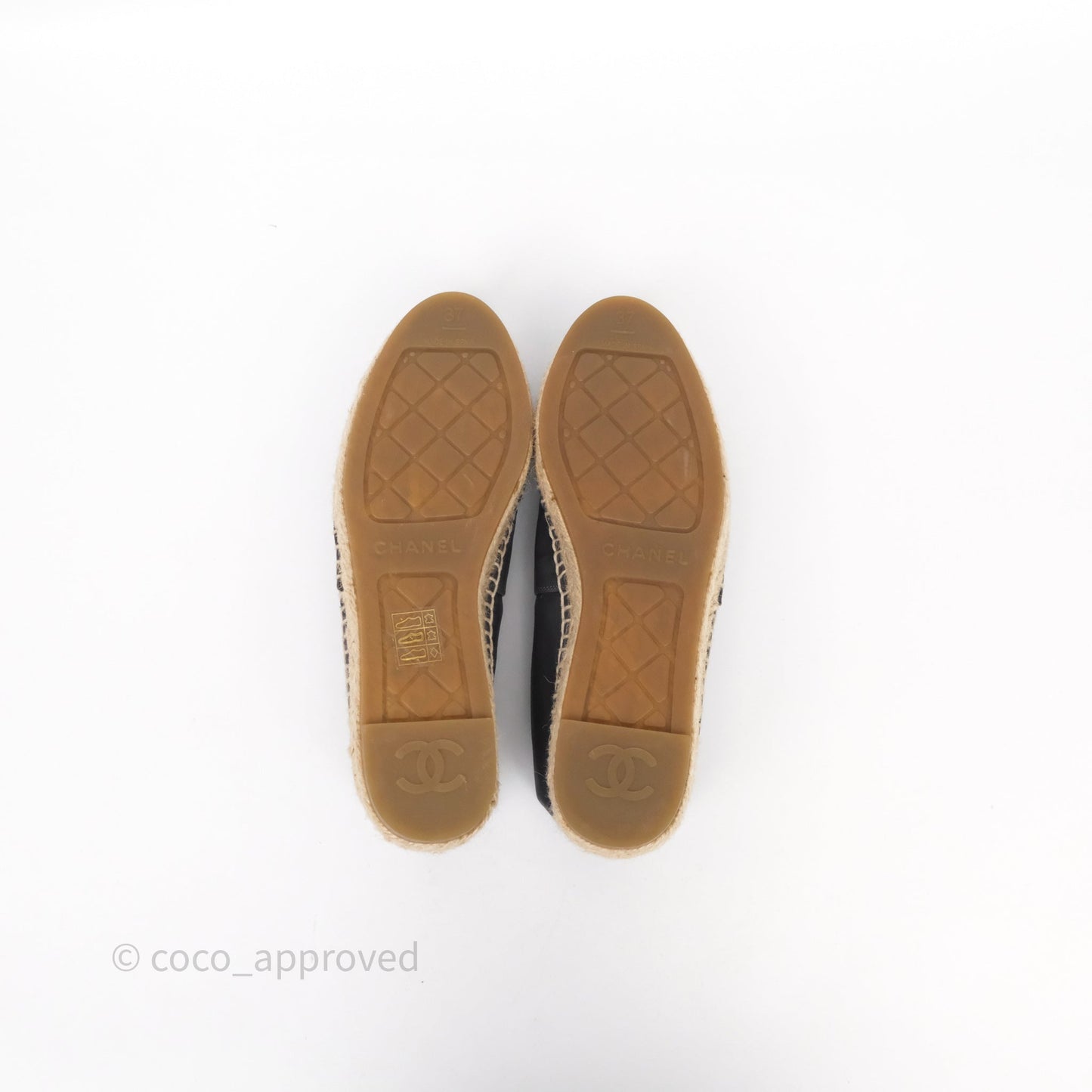Chanel Espadrille Dark Grey/ Black Leather Size 37