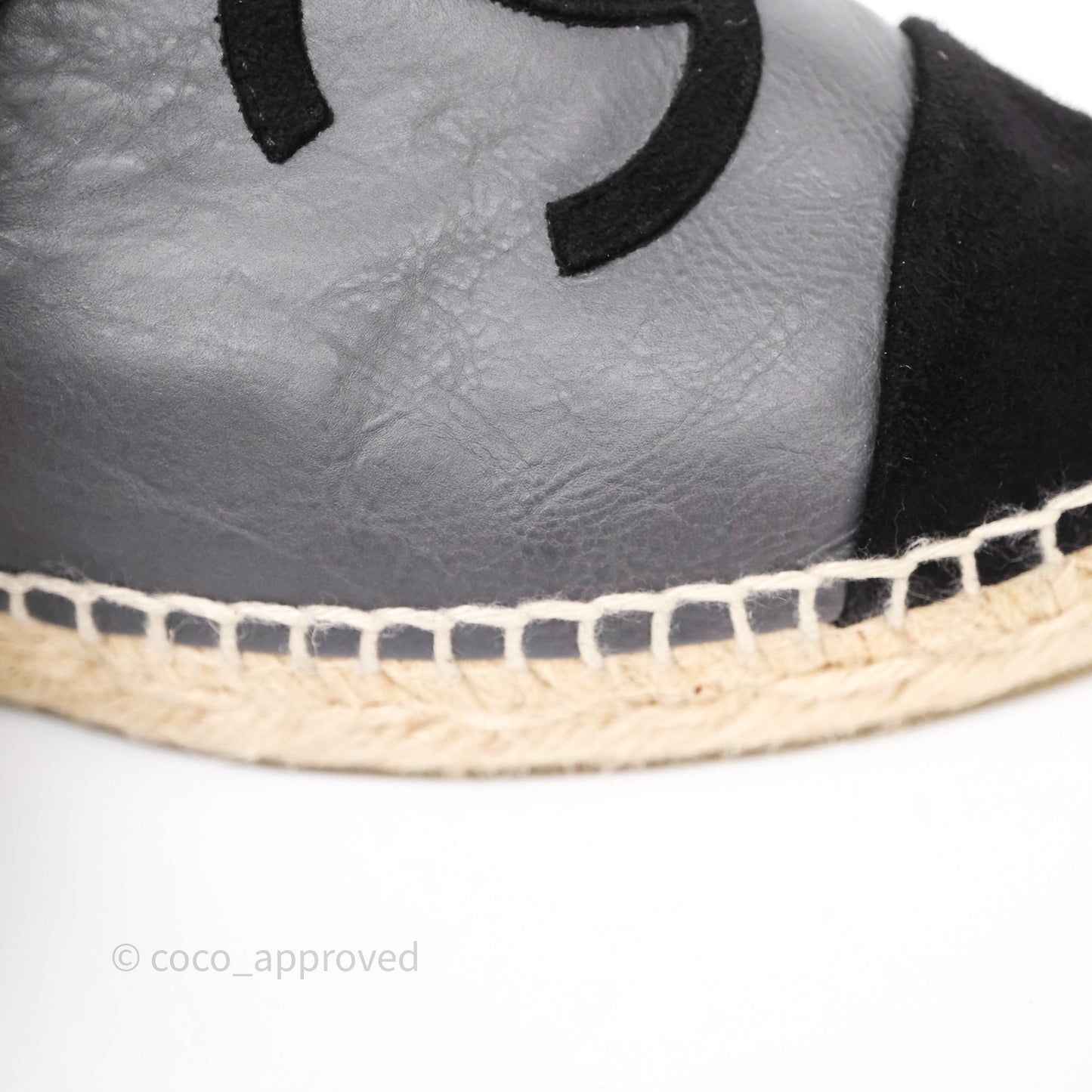 Chanel Espadrille Dark Grey/ Black Leather Size 37