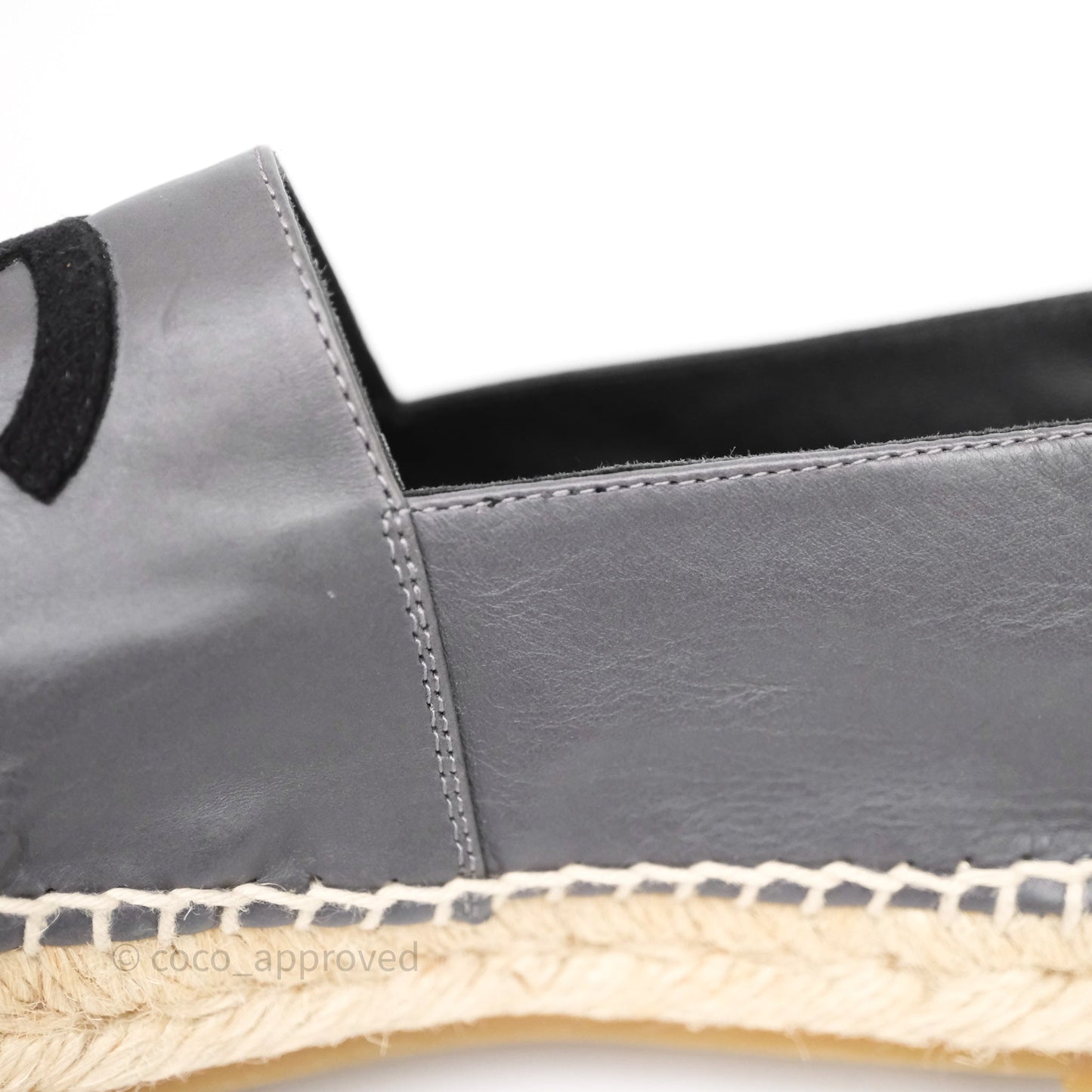 Chanel Espadrille Dark Grey/ Black Leather Size 37