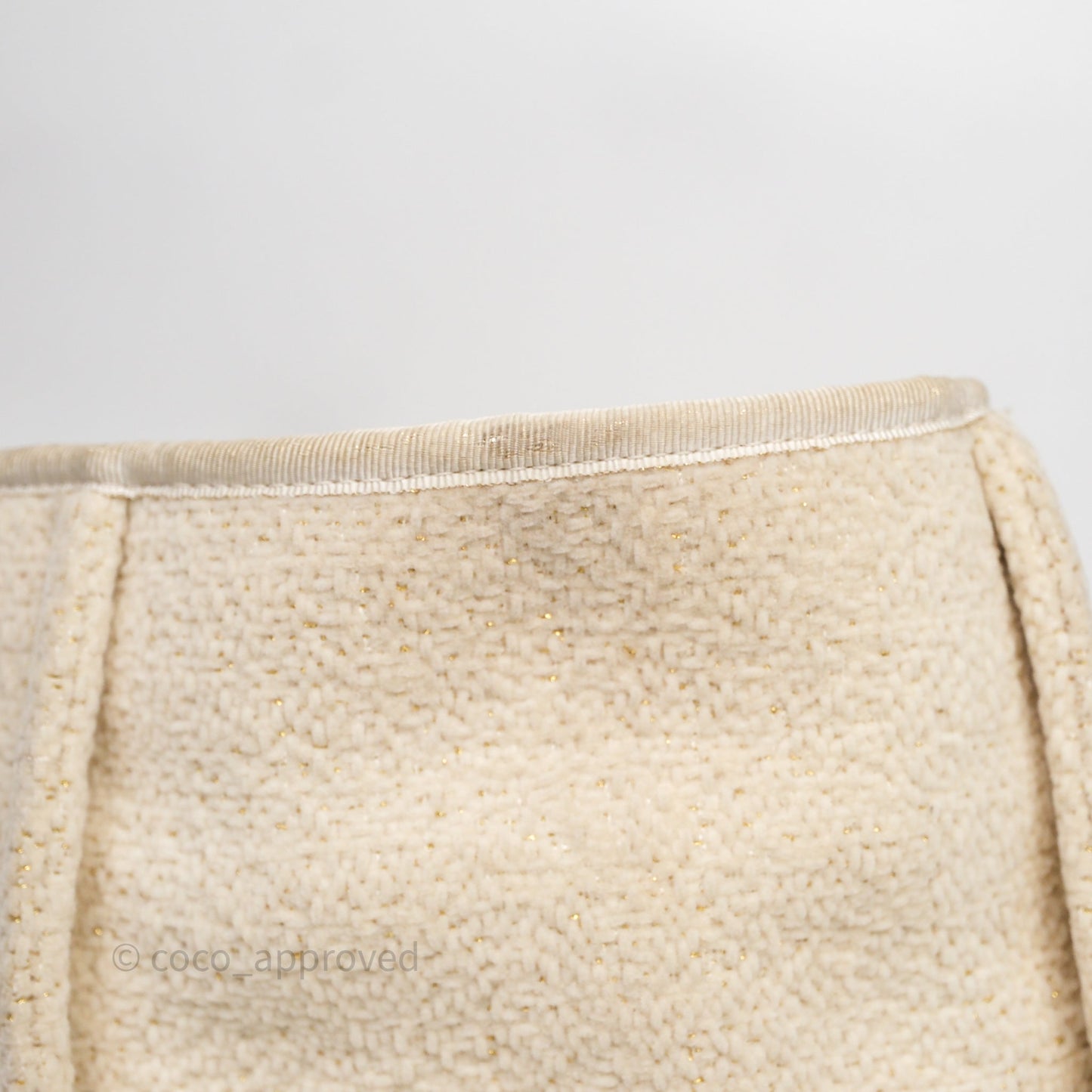 Chanel Large Deauville Ivory Lurex Boucle Gold Hardware 19A