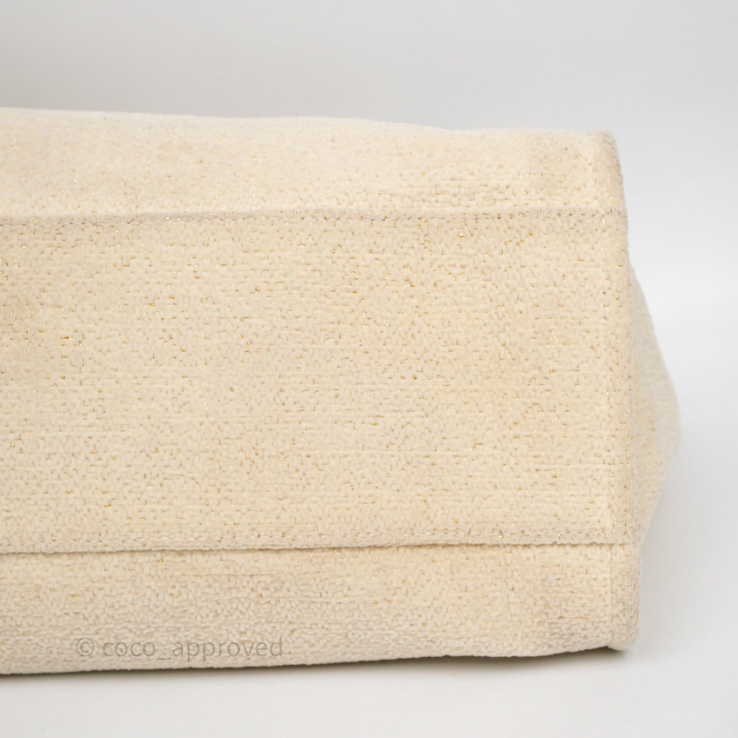 Chanel Large Deauville Ivory Lurex Boucle Gold Hardware 19A